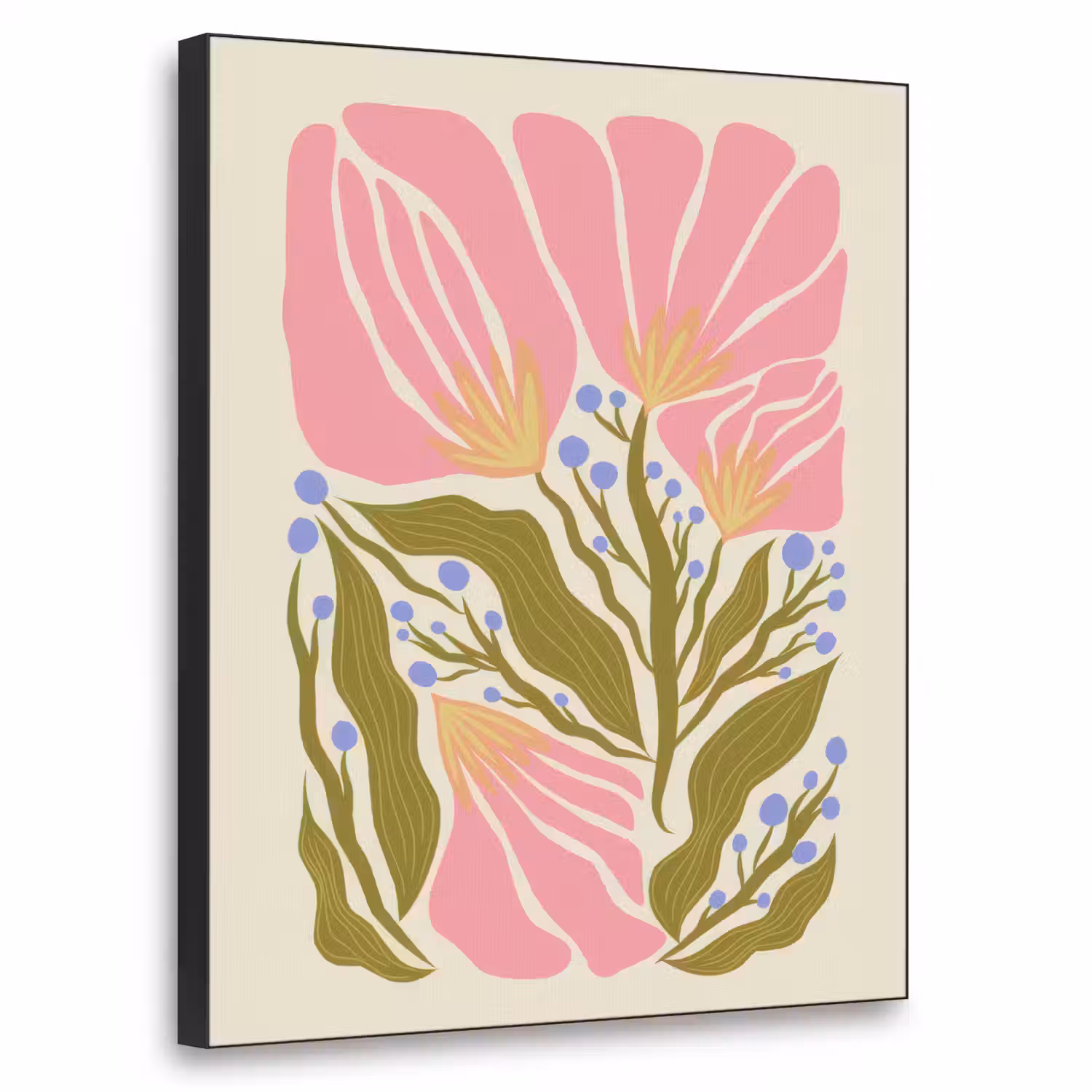 Bloemen - Bladeren - Abstract - Roze Textielframe - compleet frame klein -3d