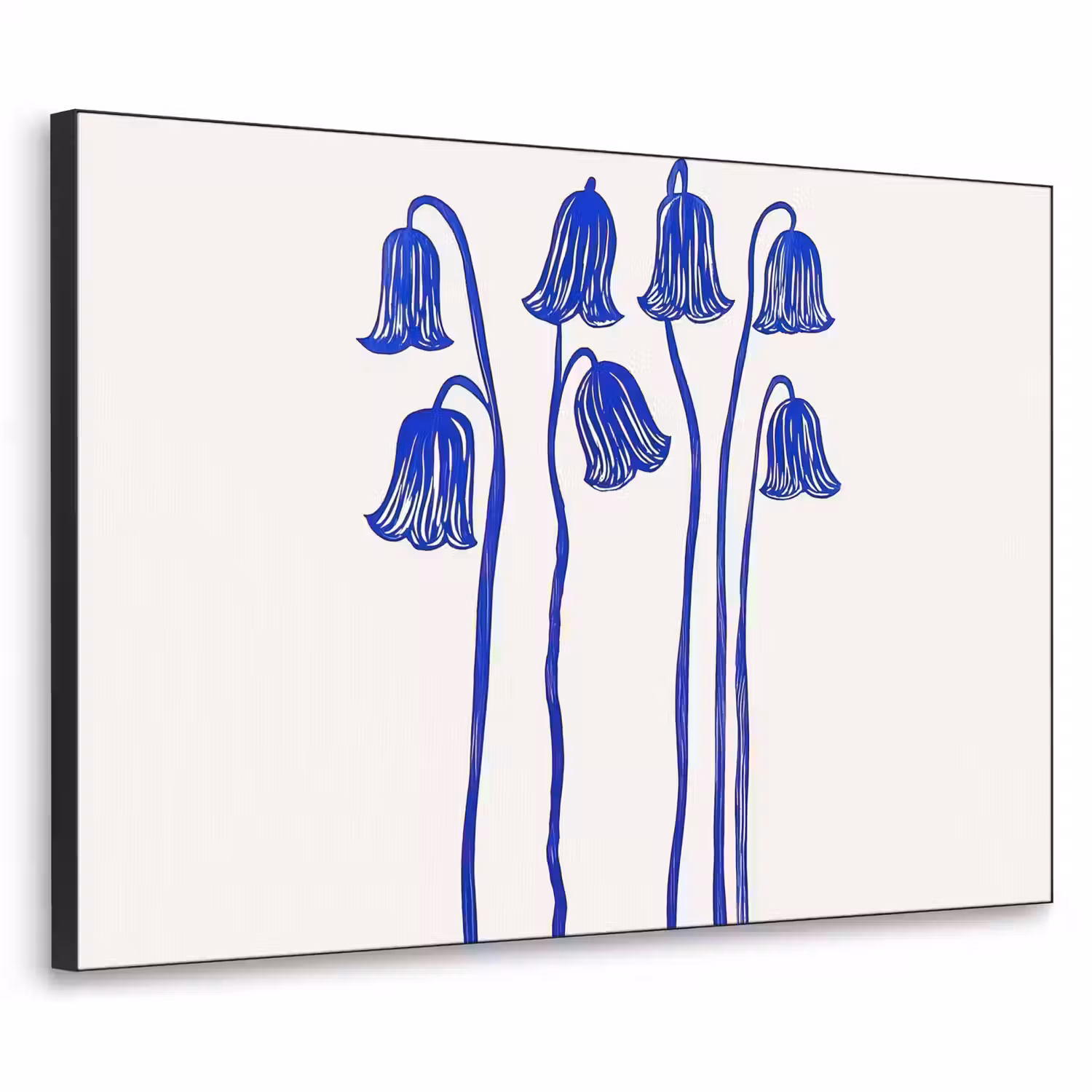 Bloemen - Blauw - Lijnen - Bloemblaadjes Textielframe - compleet frame klein -3d