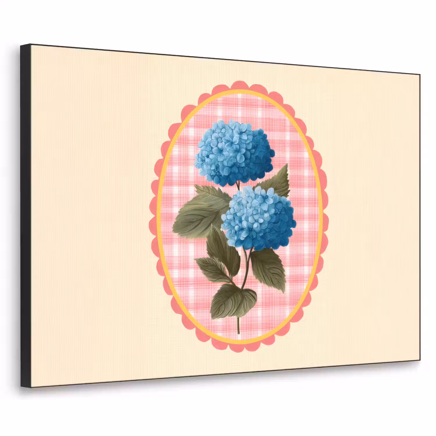 Bloemen - Blauw - Lijst - Bladeren Textielframe - compleet frame klein -3d