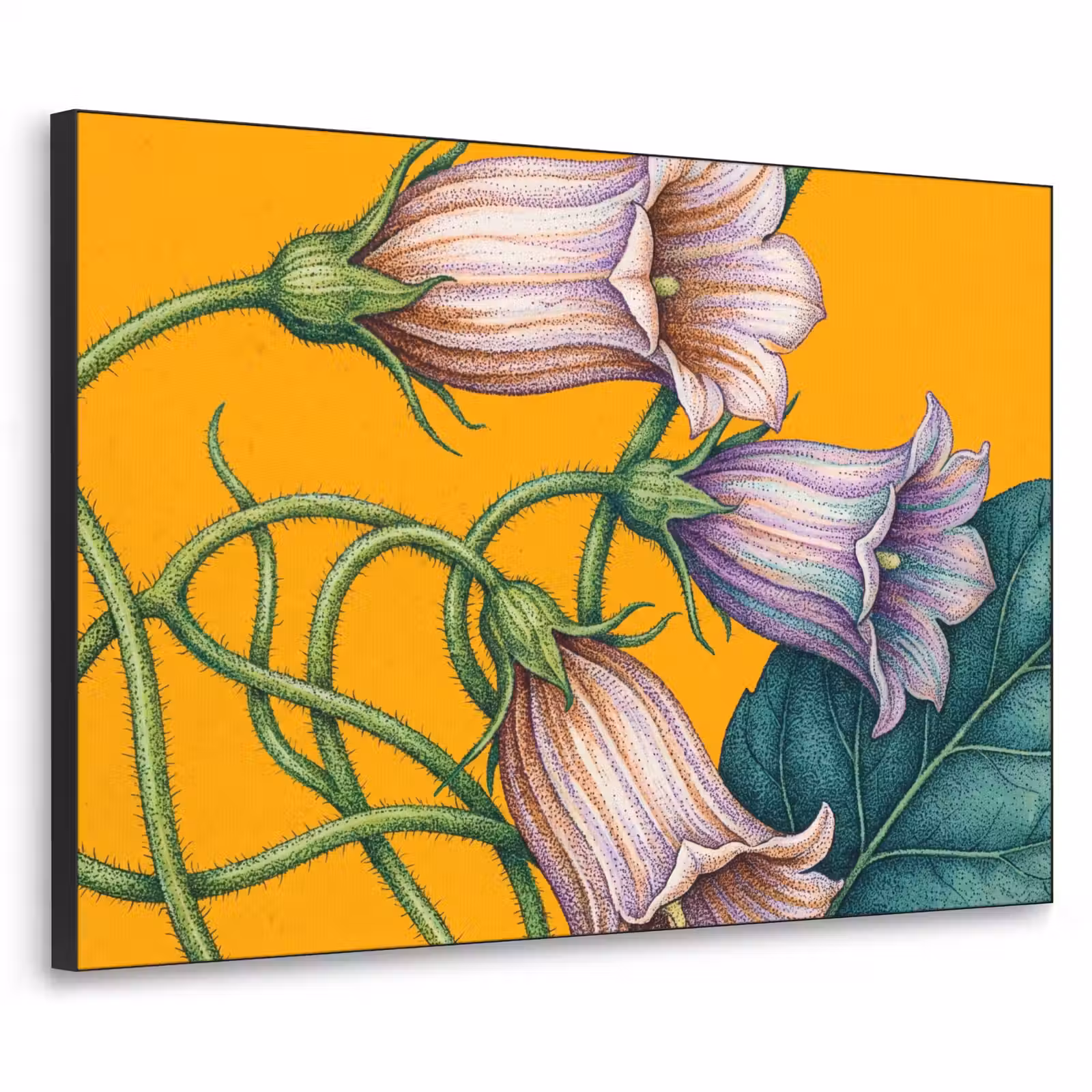 Art Frame - Blumen – Botanik – Gelb - Bloemen - Botanisch - Geel Textielframe zwart klein