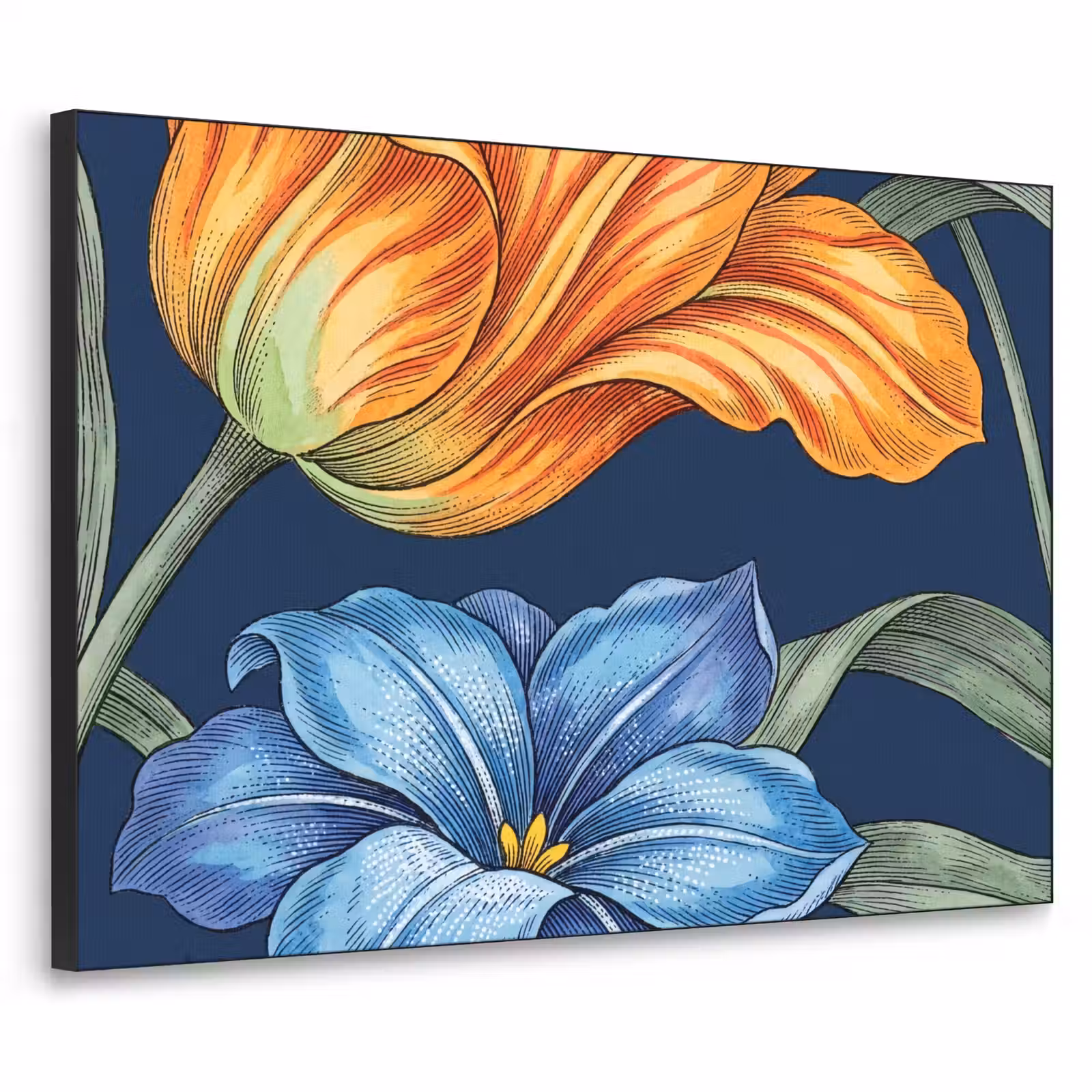 Art Frame - Blumen – Botanik – Muster - Bloemen - Botanisch - Patroon Textielframe zwart klein
