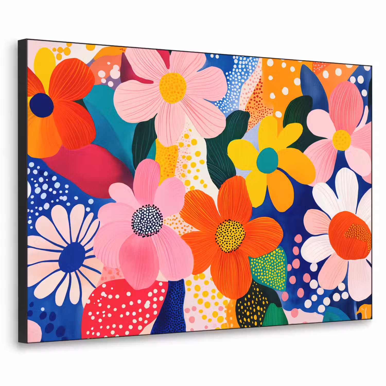 Bloemen - Kleurrijk - Stippen Textielframe - compleet frame klein -3d