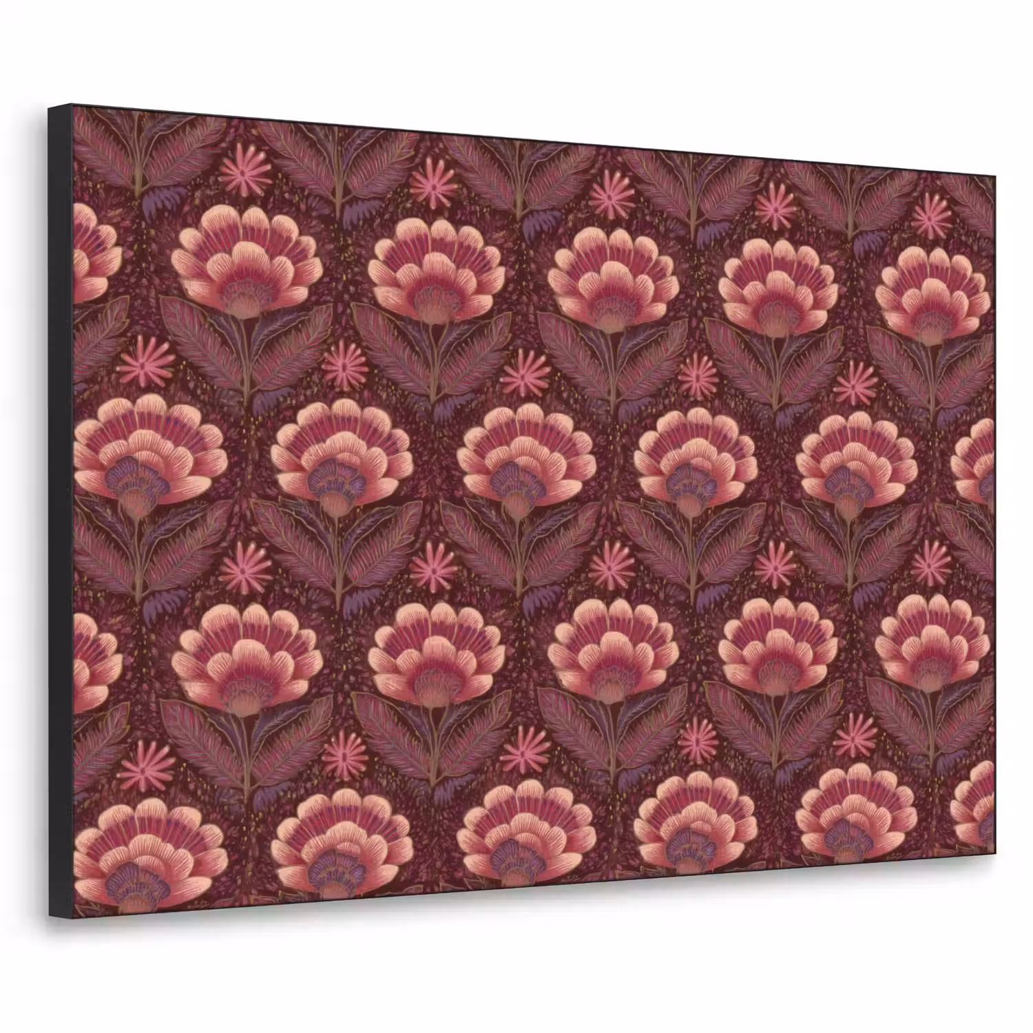 Bloemen - Waaier - Paars Textielframe zwart klein 947 -3d