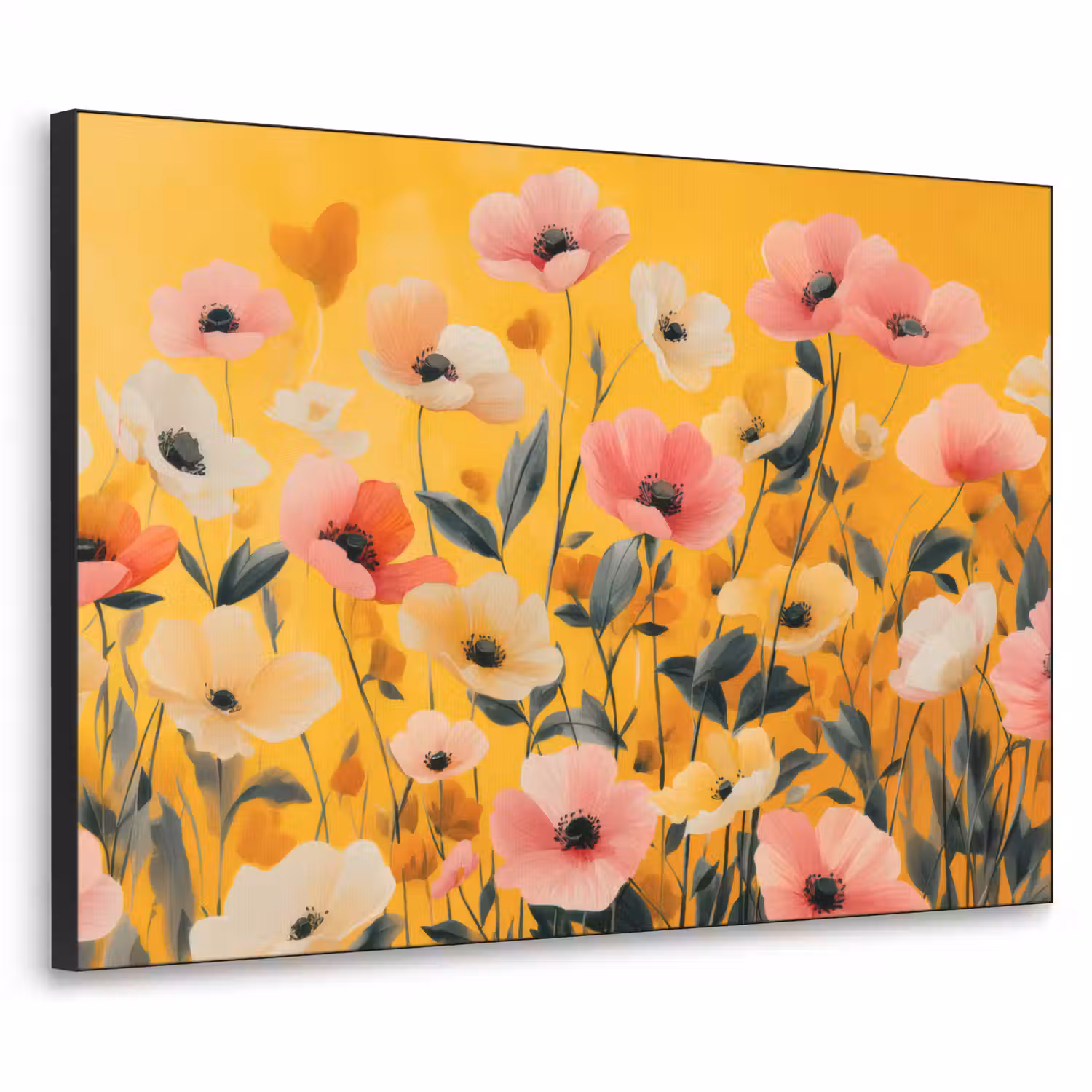 Bloemen - Veld - Geel Textielframe - compleet frame klein -3d