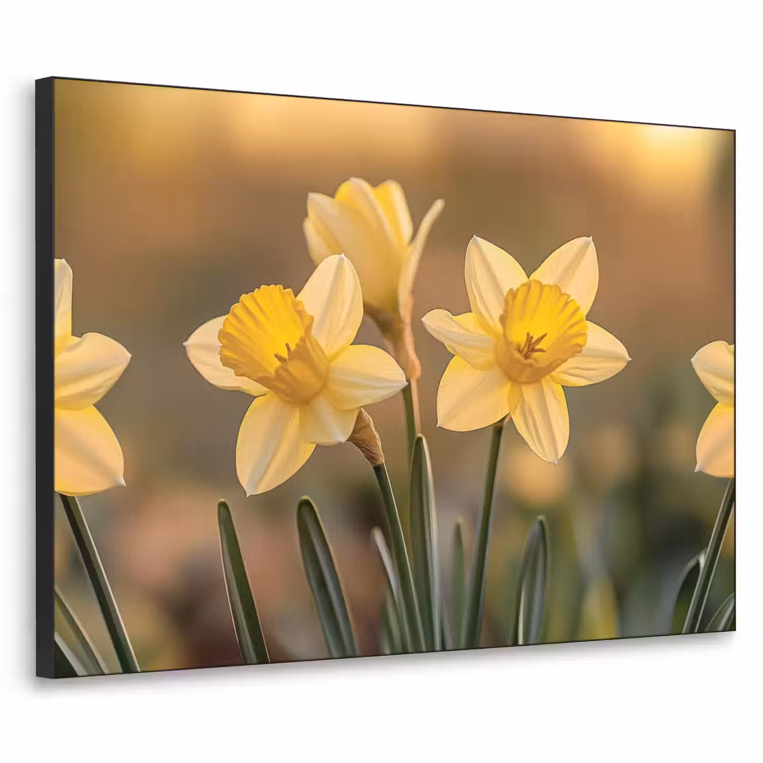Bloemen - Geel - Wazig Textielframe - compleet frame klein -3d