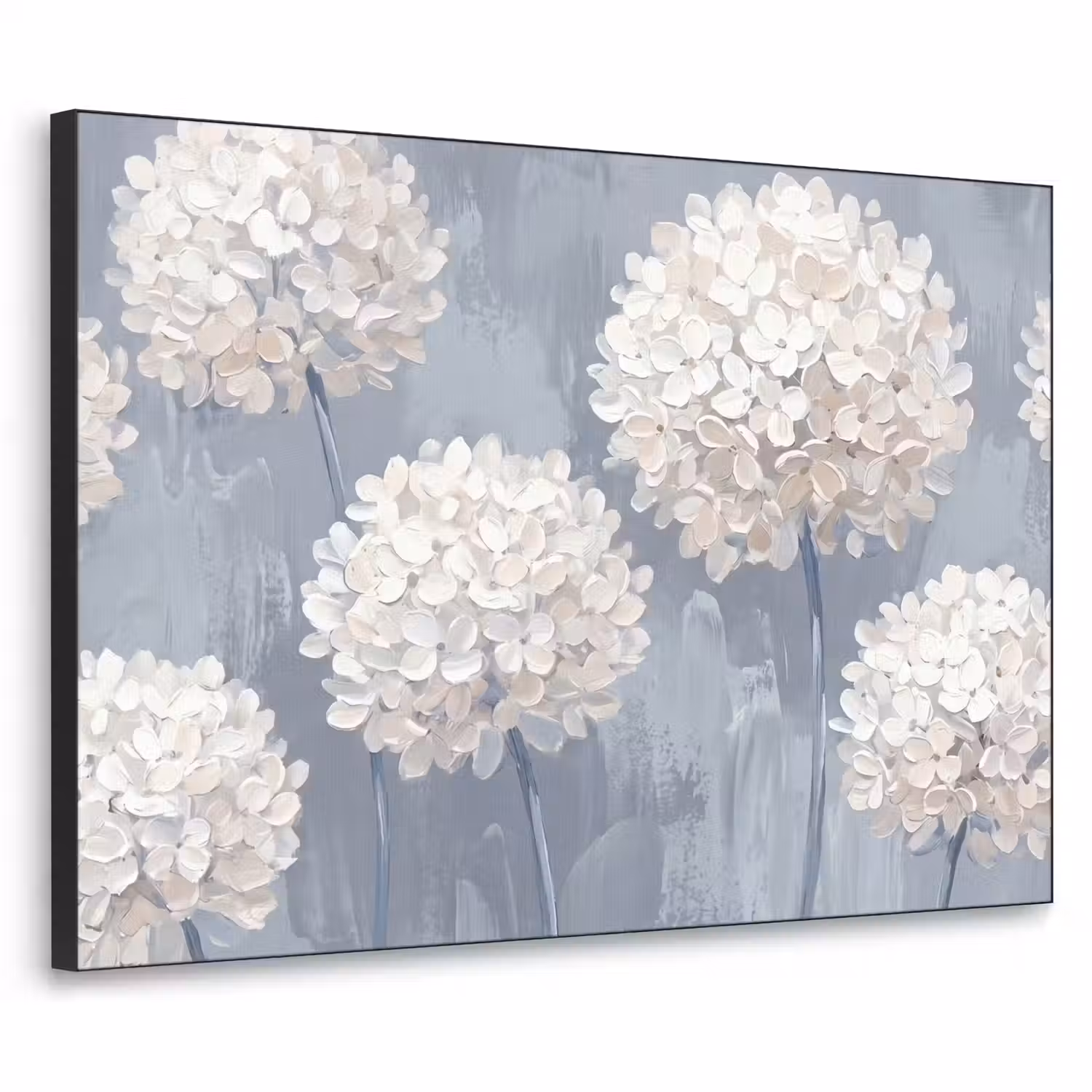 Bloemen - Illustratie - Blauw Textielframe zwart klein -3d