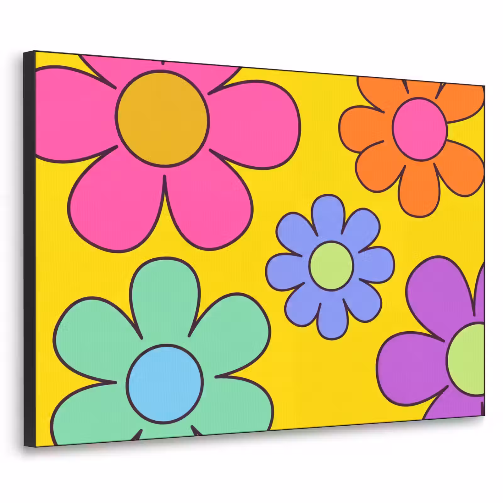 Art Frame - Blumen - Illustration - Farbenfroh - Bloemen - Illustratie - Kleurrijk Textielframe zwart klein