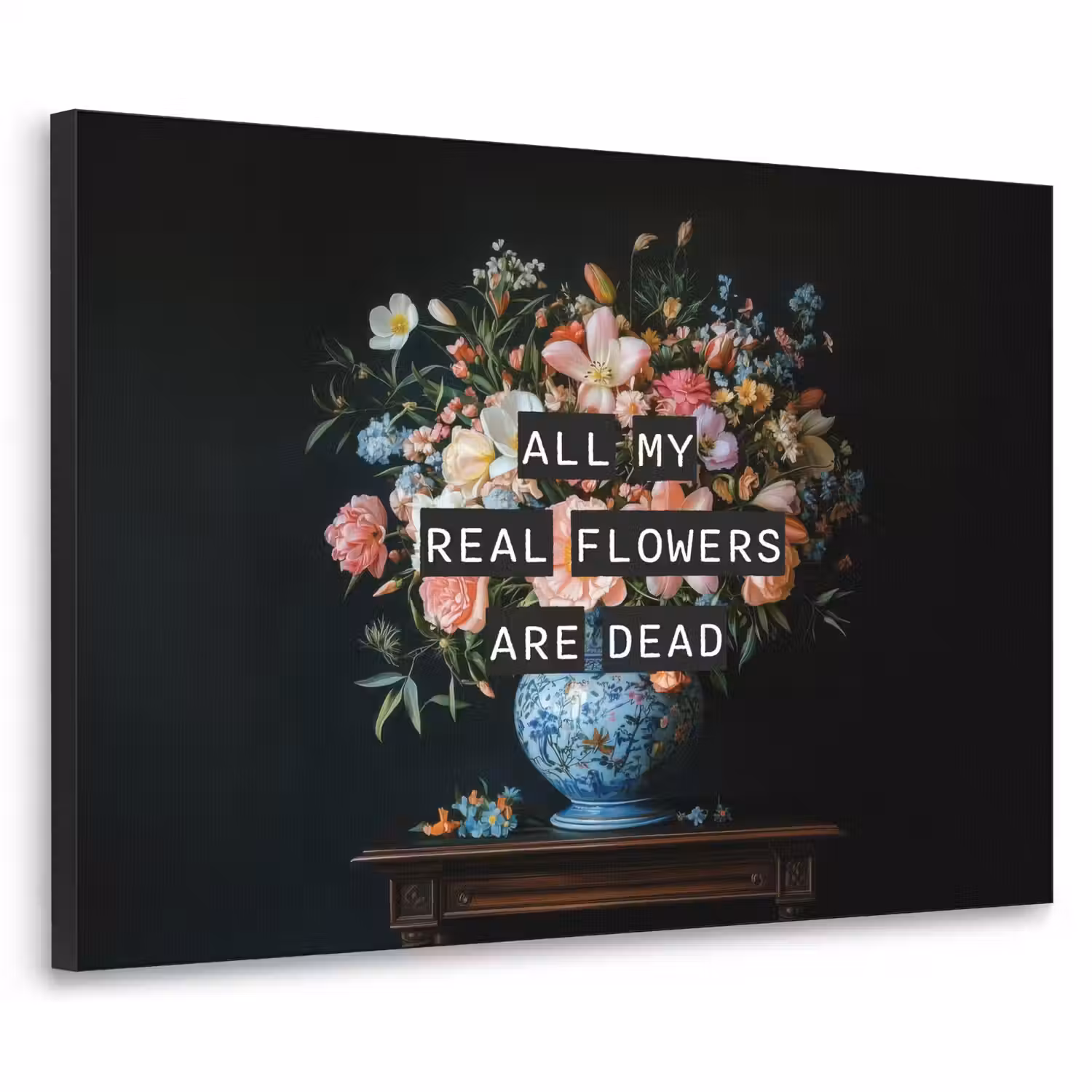 Bloemen - Art - Pastel - Quotes Textielframe - compleet frame klein -3d