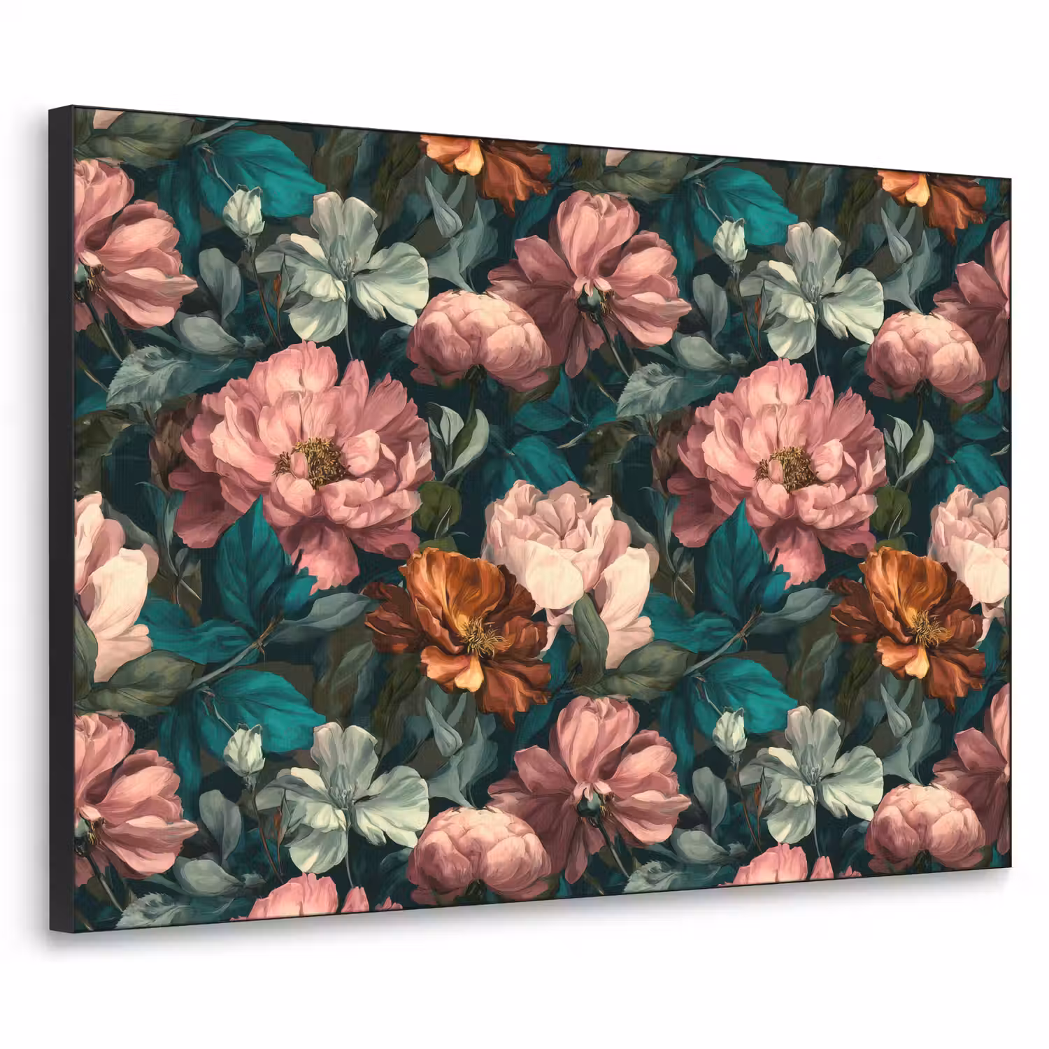 Bloemen - Schilderachtig - Patroon - Roze Textielframe zwart klein 947 -3d