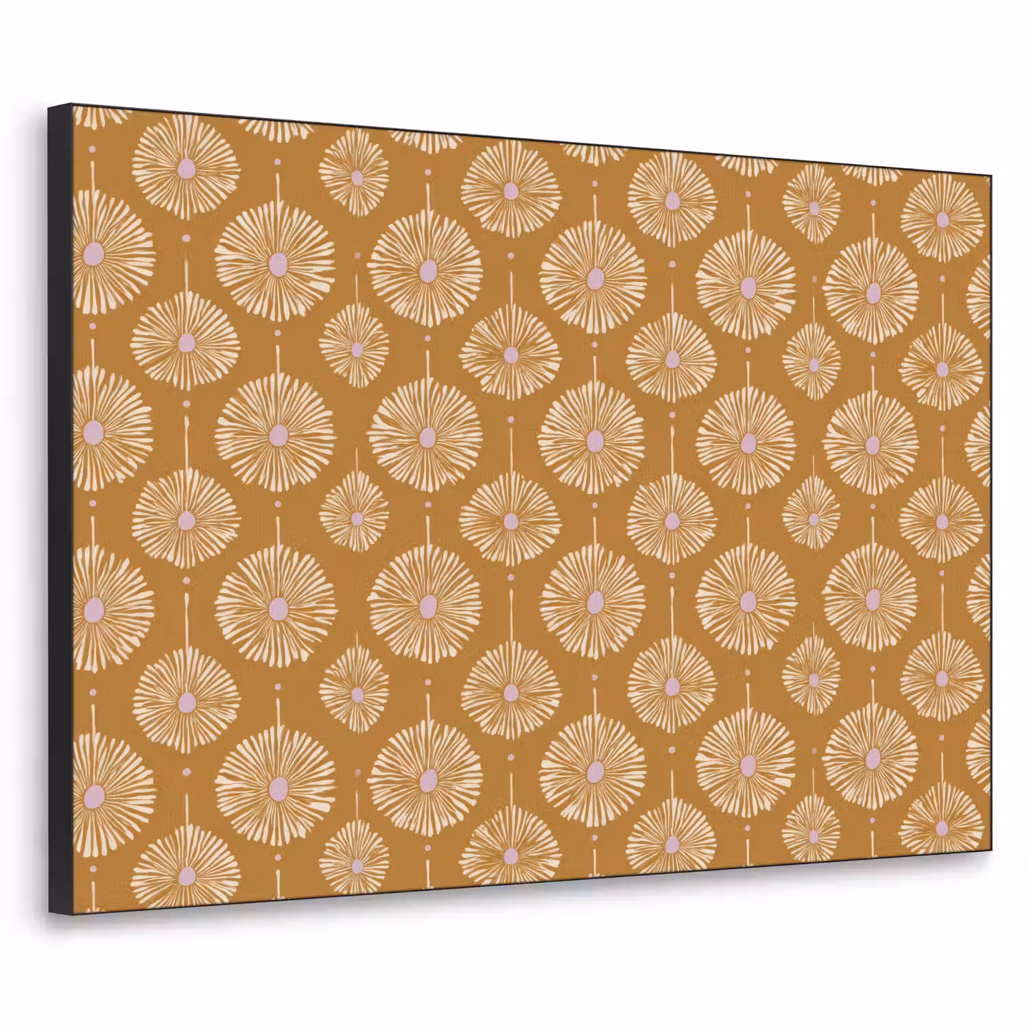 Bloemen - Modern - Oker Textielframe zwart klein 947 -3d