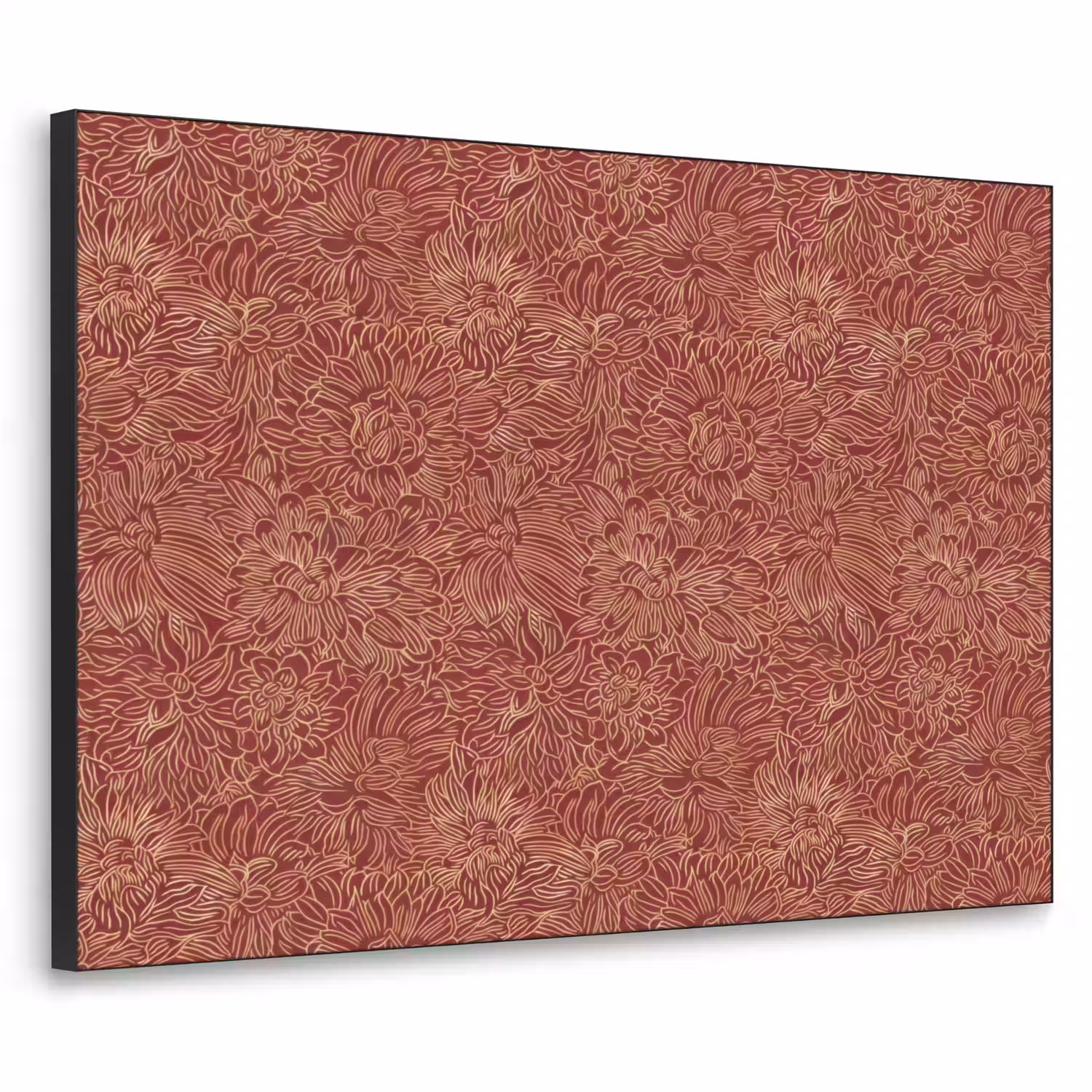 Bloemen - Motief - Rood Textielframe zwart klein 947 -3d
