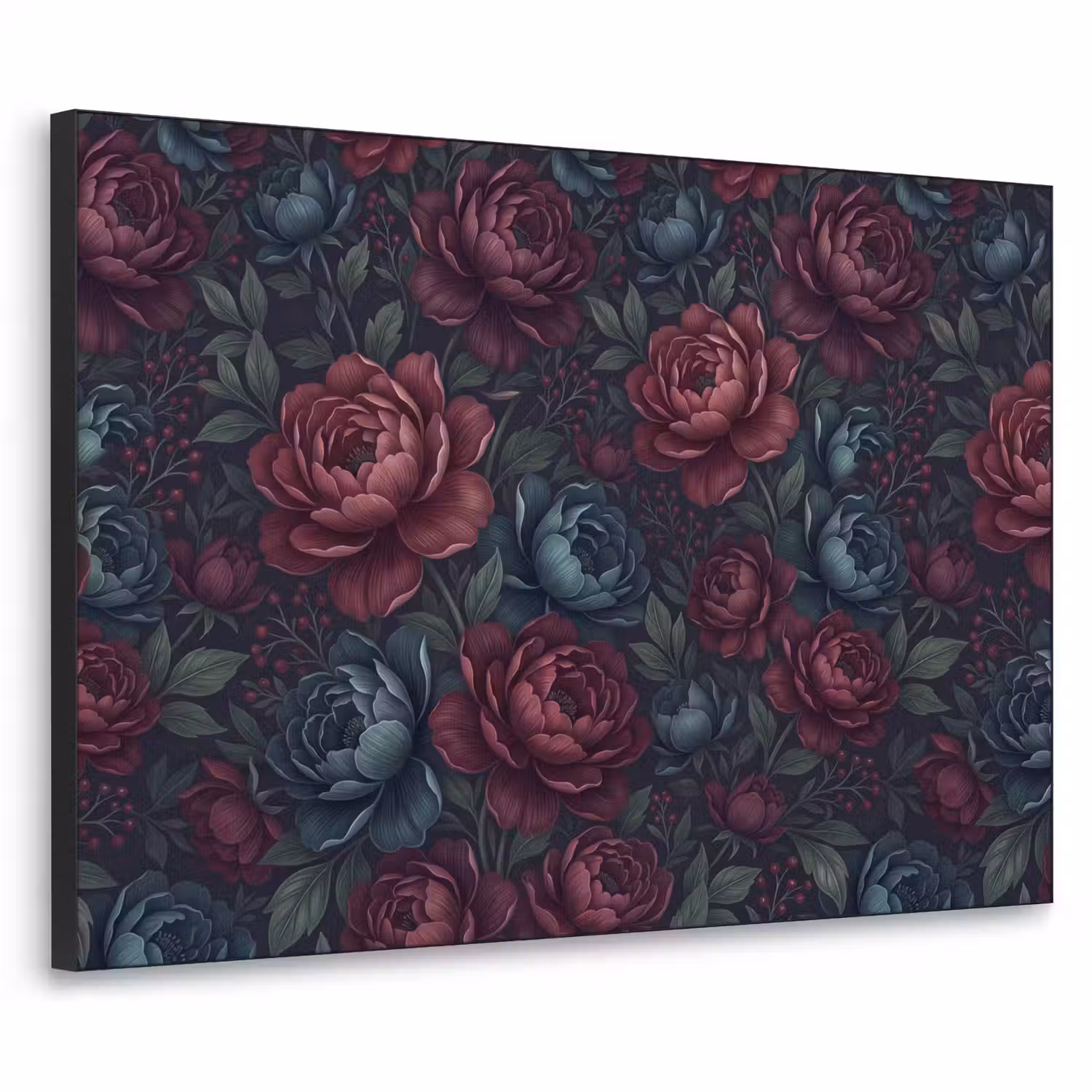 Bloemen - Patroon - Natuur - Klassiek - Donker Textielframe zwart klein -3d