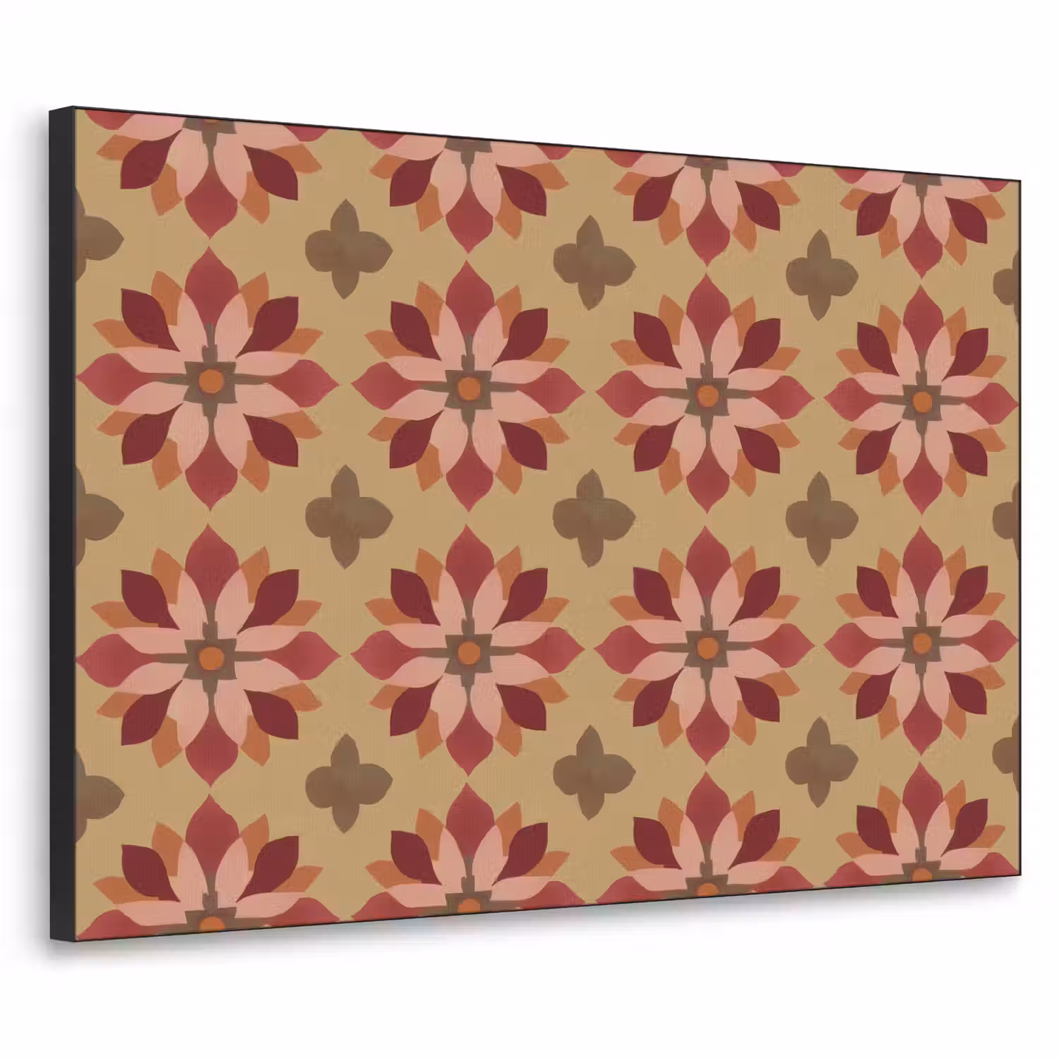 Bloemen - Retro - Groen Textielframe zwart klein 947 -3d