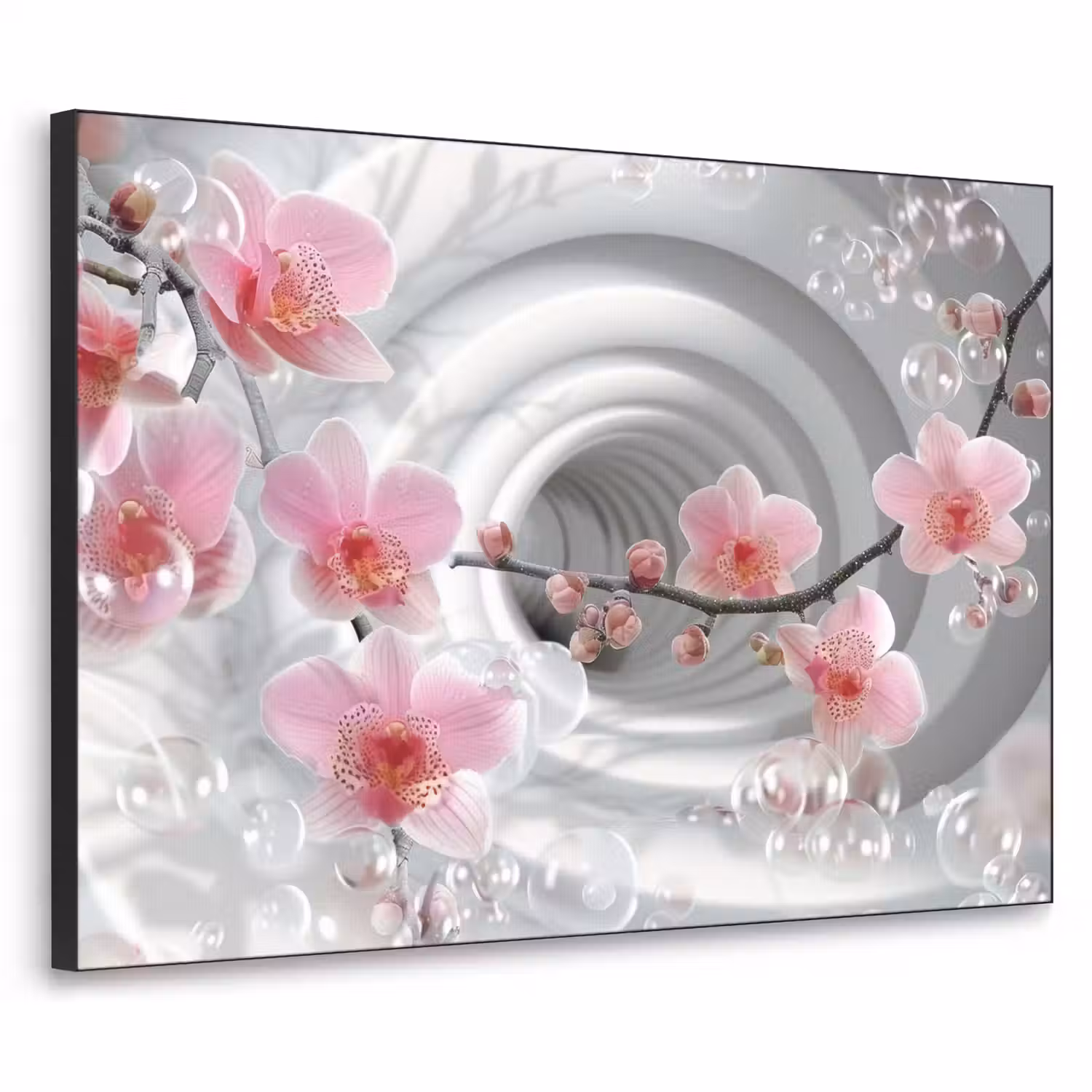 Bloemen - Tunnel - Abstact - 3D effect Textielframe zwart klein -3d
