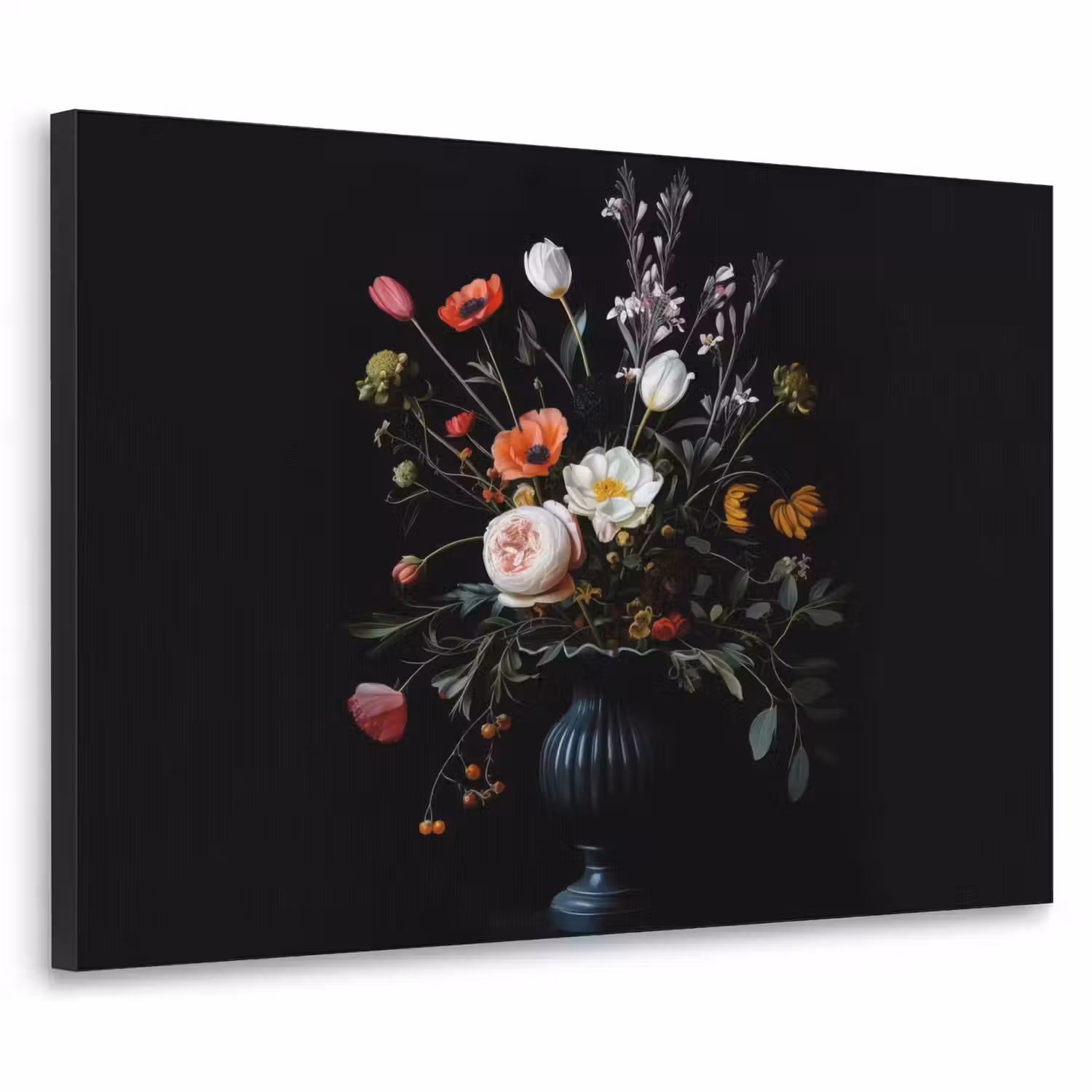 Bloemstuk - Vaas - Zwart Textielframe - compleet frame klein -3d
