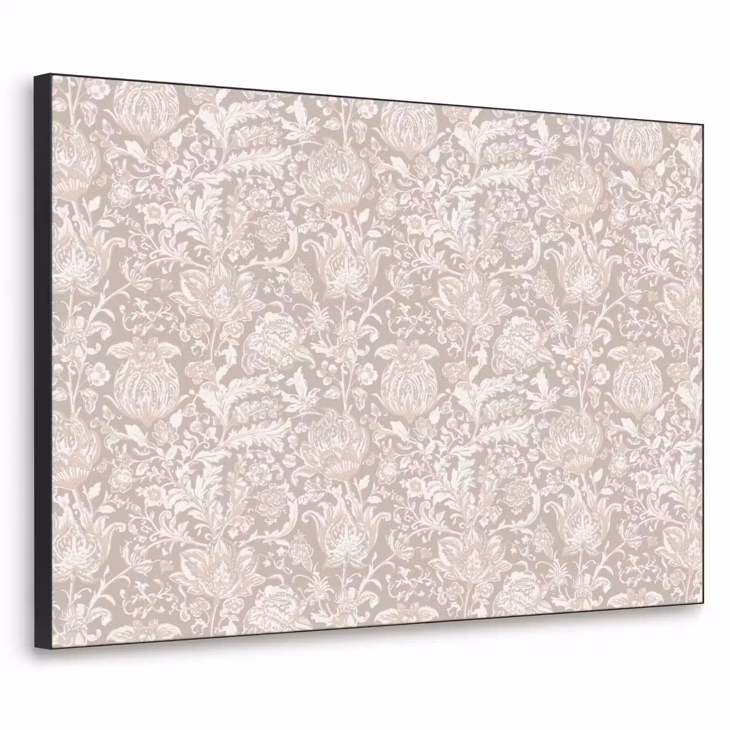 Bloemenprint - Grijs - Crème Textielframe - compleet frame klein 947 -3d