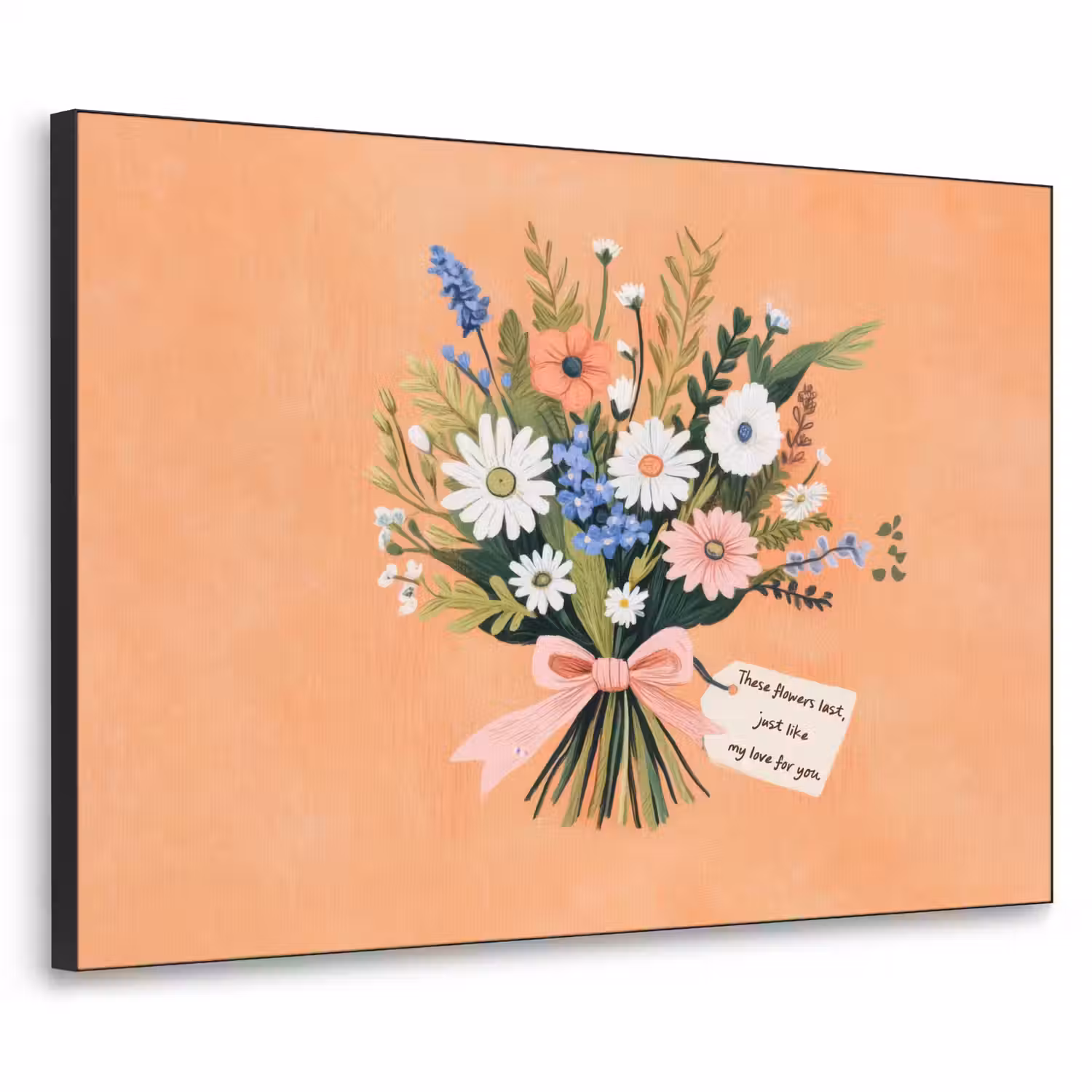 Boeket - Strikje - Quote Textielframe - compleet frame klein -3d