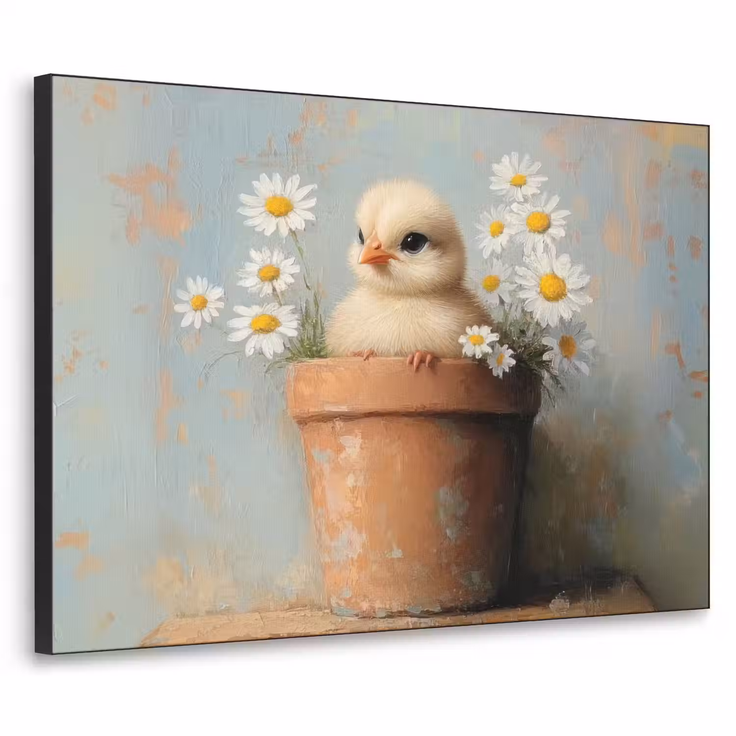 Bloempot - Kuiken - Bloemetjes Textielframe - compleet frame klein -3d