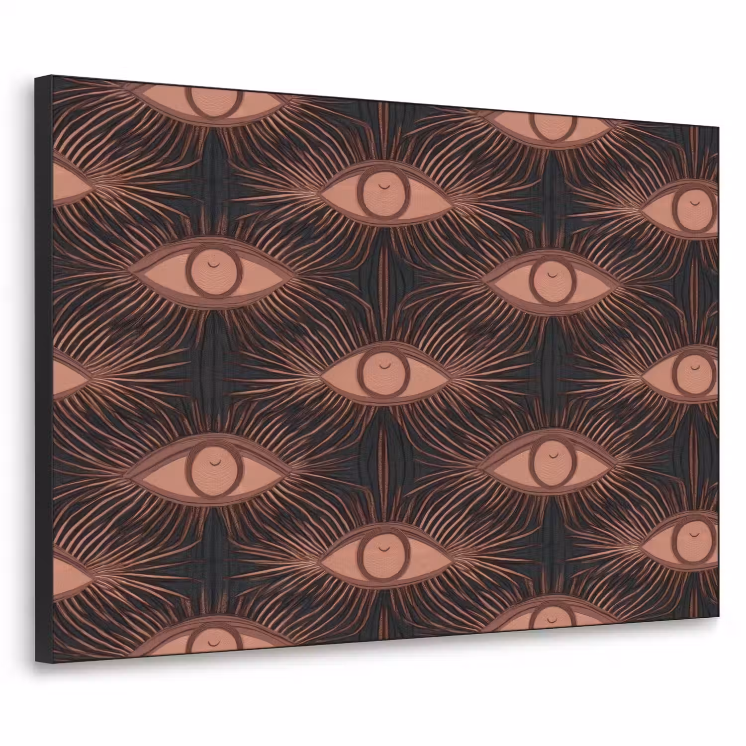 Boheems - Oog - Bruin Textielframe zwart klein 947 -3d