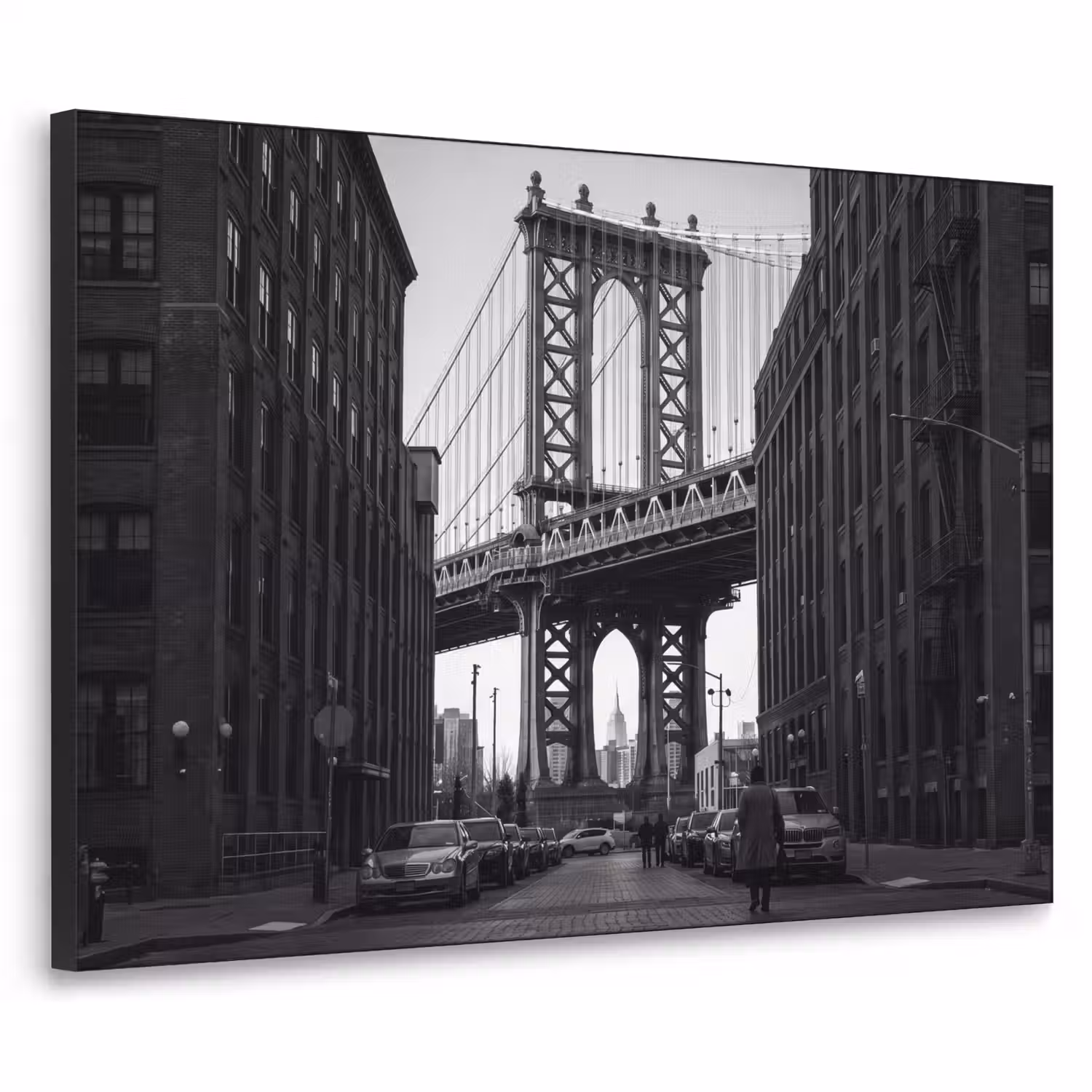 Brug - Stad - Architectuur - Modern - Zwart-wit Textielframe zwart klein -3d