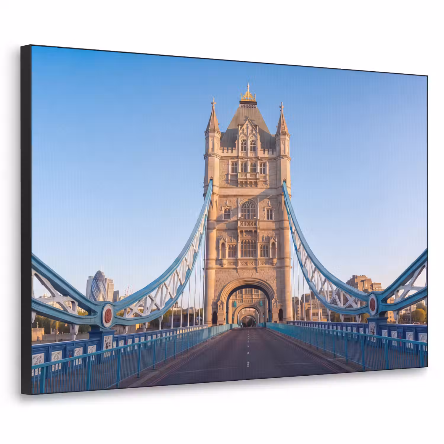 Brug - Toren - Architectuur - Klassiek - Blauw Textielframe zwart klein -3d