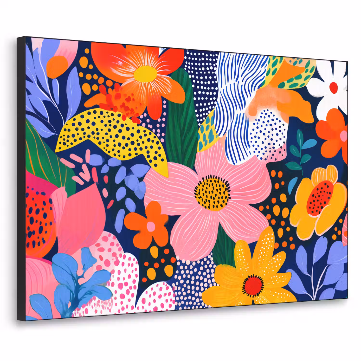 Kleurrijk - Bloemen - Abstract - Stippen Textielframe - compleet frame klein -3d
