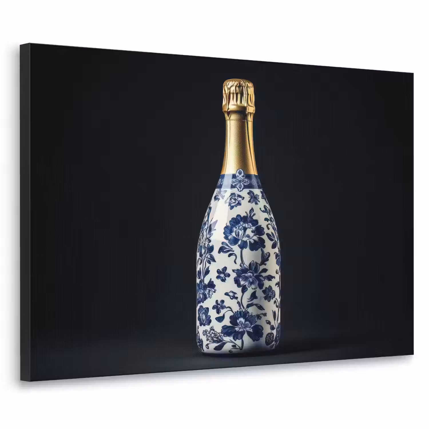 Champagne - Bloemen - Goud - Chique Textielframe - compleet frame klein -3d