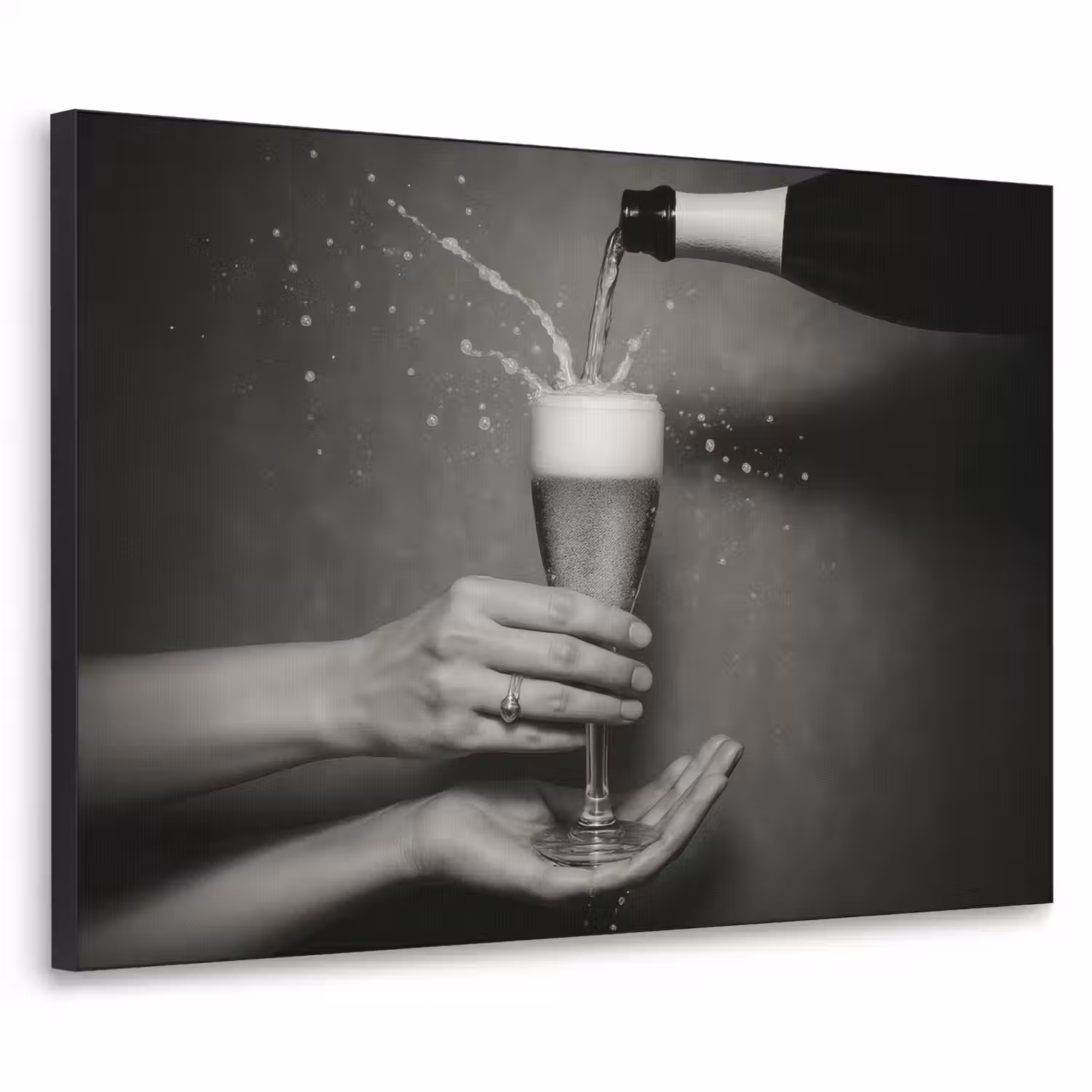 Champagnefles - Glas - Minimalistisch - Spetters Textielframe - compleet frame klein -3d
