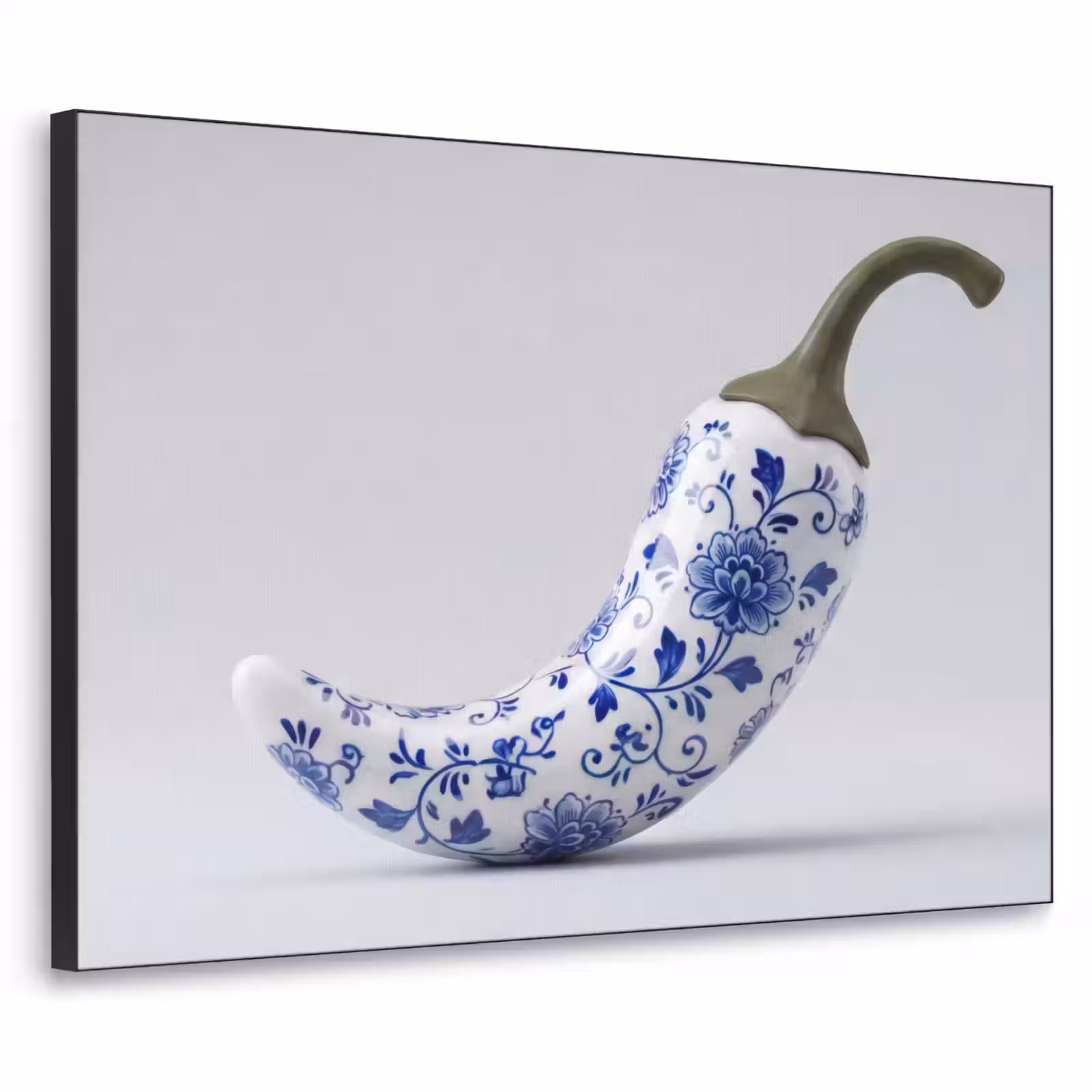 Art Frame - Chilischote - Keramik - Blau - Chilipeper - Keramiek - Blauw Textielframe zwart klein