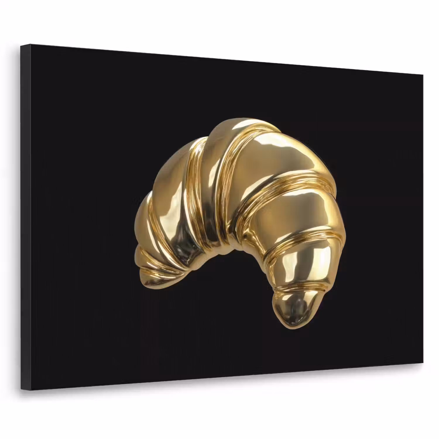 Croissant - Brood - Goud - Zwart Textielframe - compleet frame klein -3d