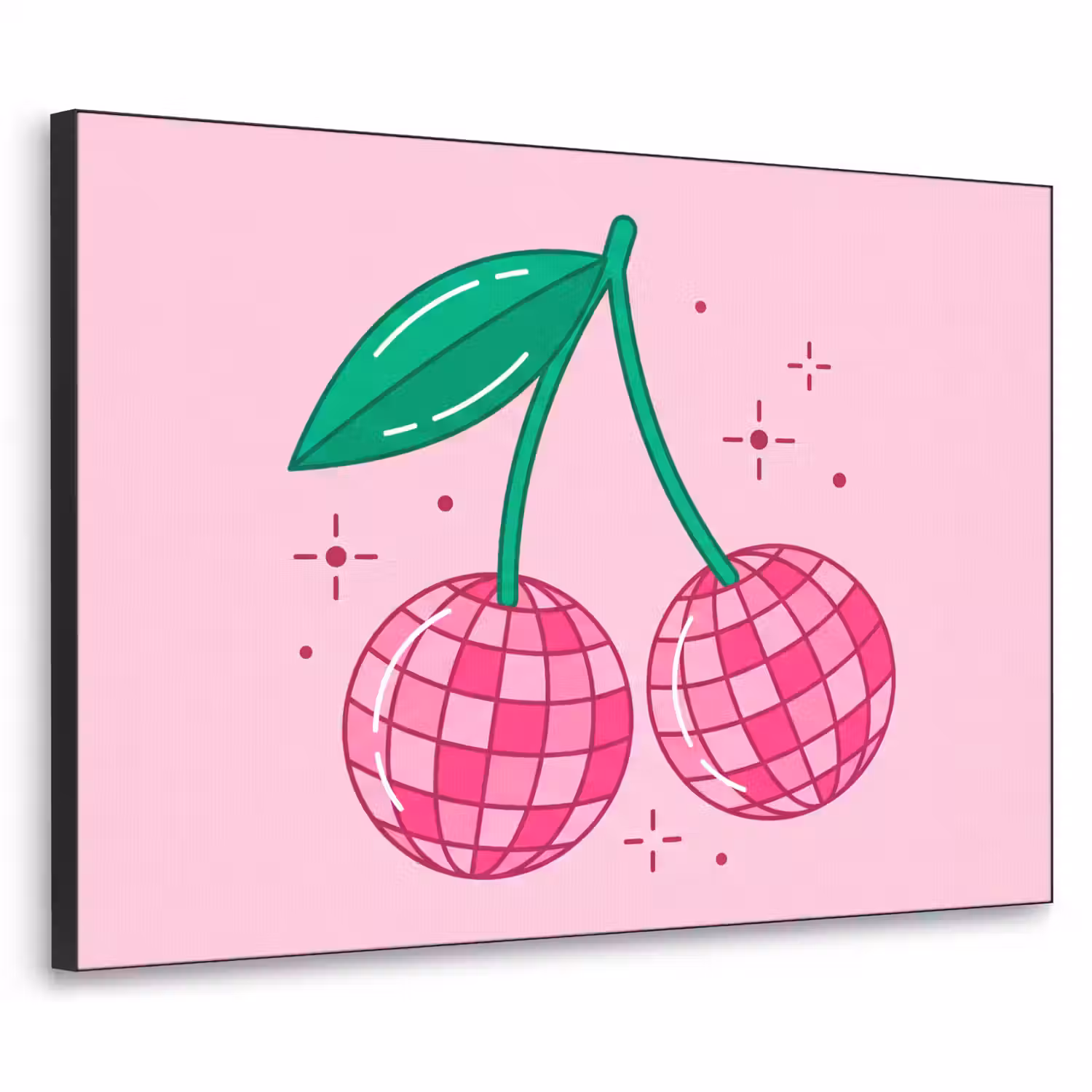 Decoratie - Disco-bal - Feest - Roze Textielframe zwart klein -3d