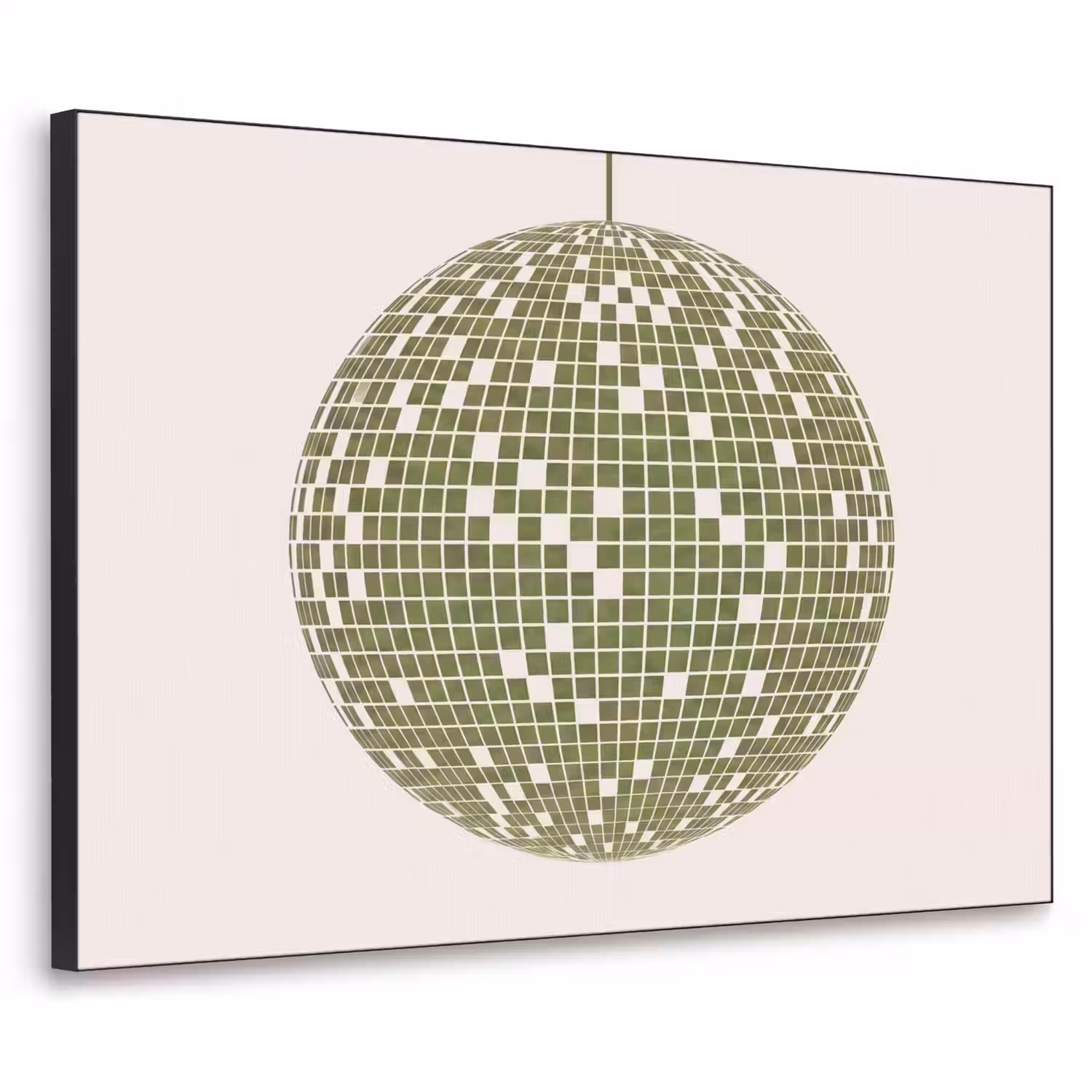 Disco - Bal - Groen - Abstract - Modern Textielframe zwart klein -3d