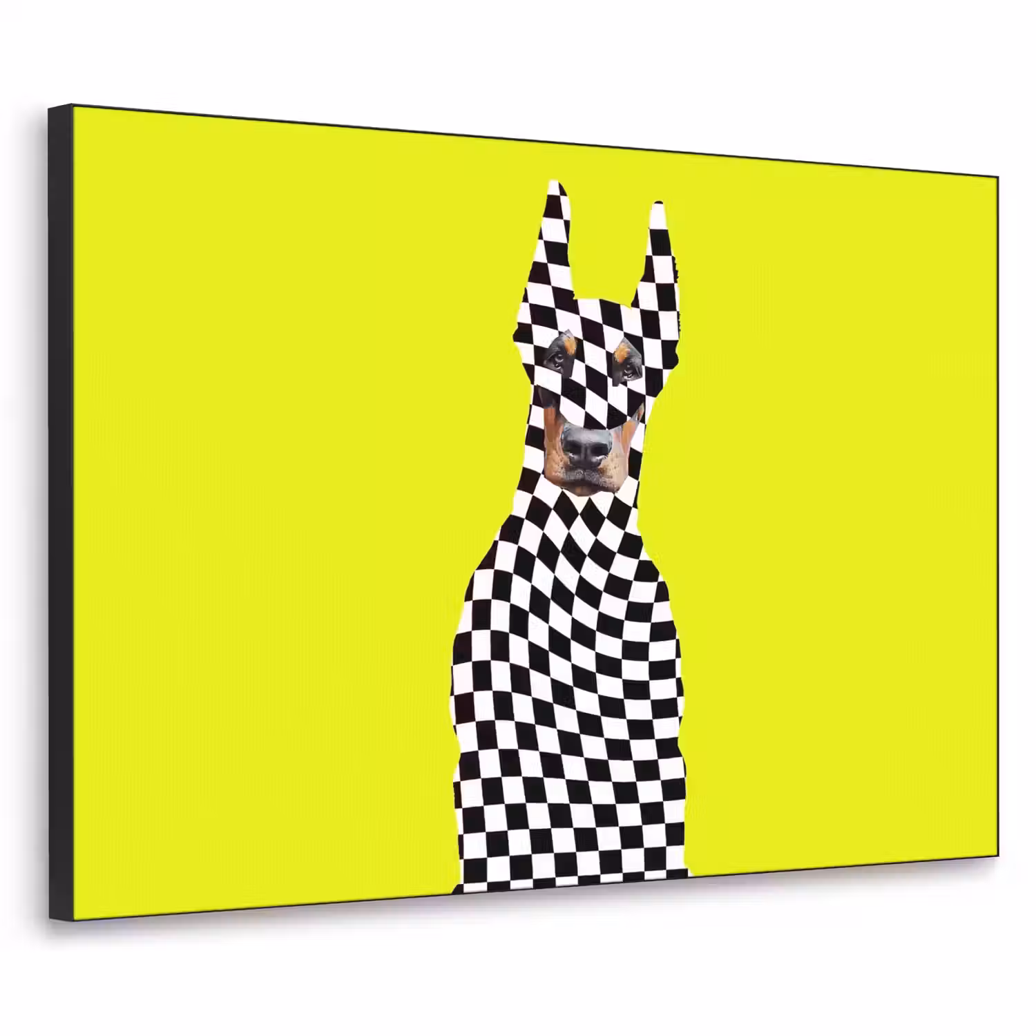 Dobermann - Geblokt - Geel Textielframe - compleet frame klein -3d