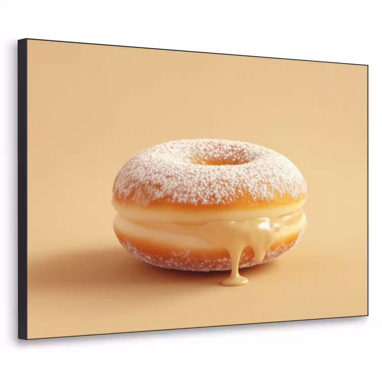Donut - Romig - Poedersuiker - Beige Textielframe - compleet frame klein -3d