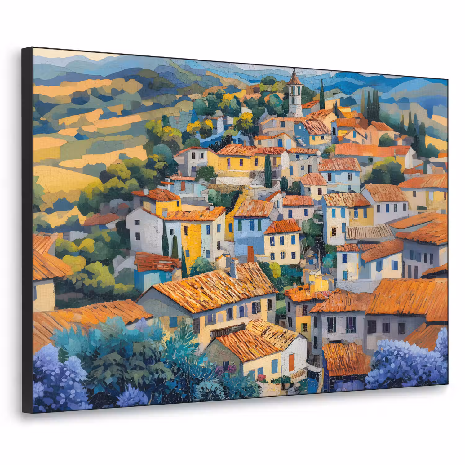 Dorp - Heuvels - Landschap - Bomen Textielframe - compleet frame klein -3d