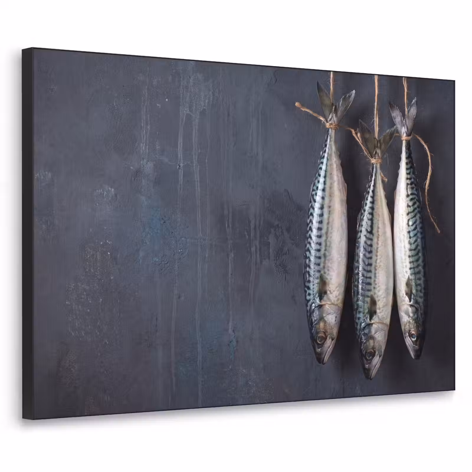 Art Frame - Drei Fische – Seil - Drie vissen - Touw Textielframe zwart klein