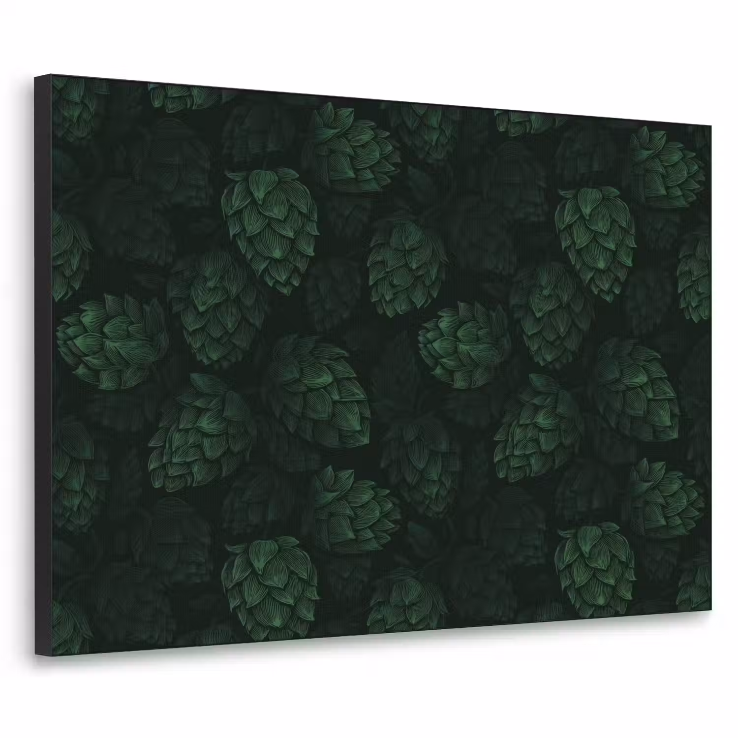 Donker - Groen - Hopbellen - Botanisch - Illustratie Textielframe zwart klein 947 -3d