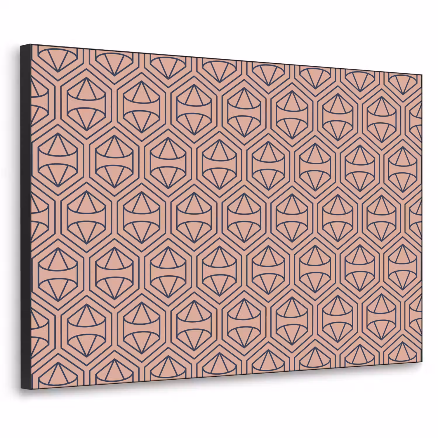 Donkerblauw - Roze - Patroom - Symmetrisch Textielframe - compleet frame klein 947 -3d