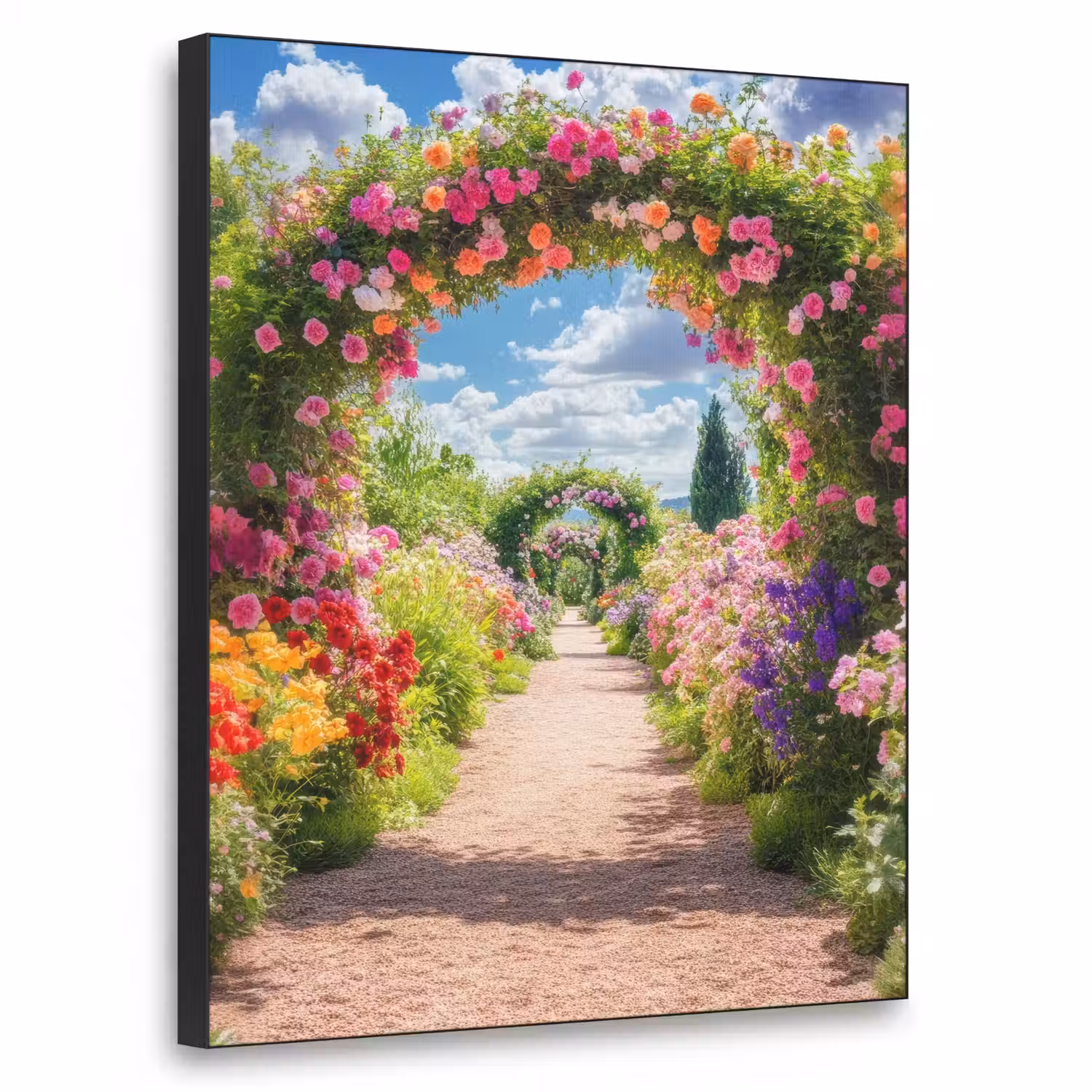 Doorkijk - Bloemen - Kleurrijk - Natuur Textielframe - compleet frame klein -3d