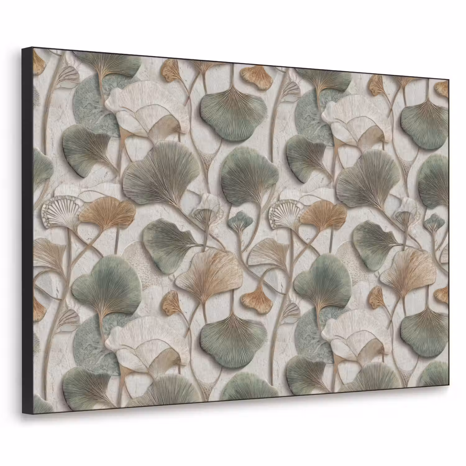 Elegant - Bladeren - Groen Textielframe zwart klein 947 -3d
