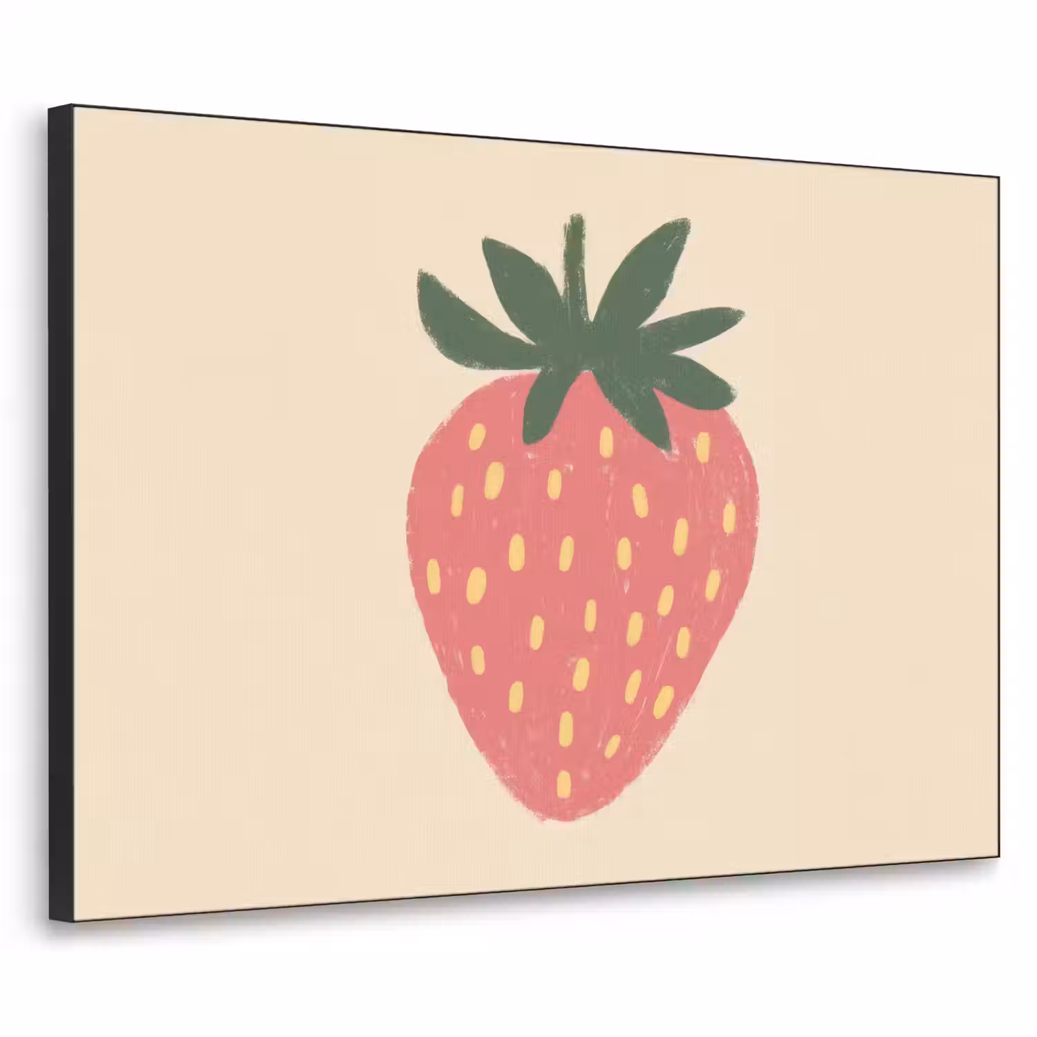 Aardbei - Minimalistisch - Rood - Fruit Textielframe - compleet frame klein -3d