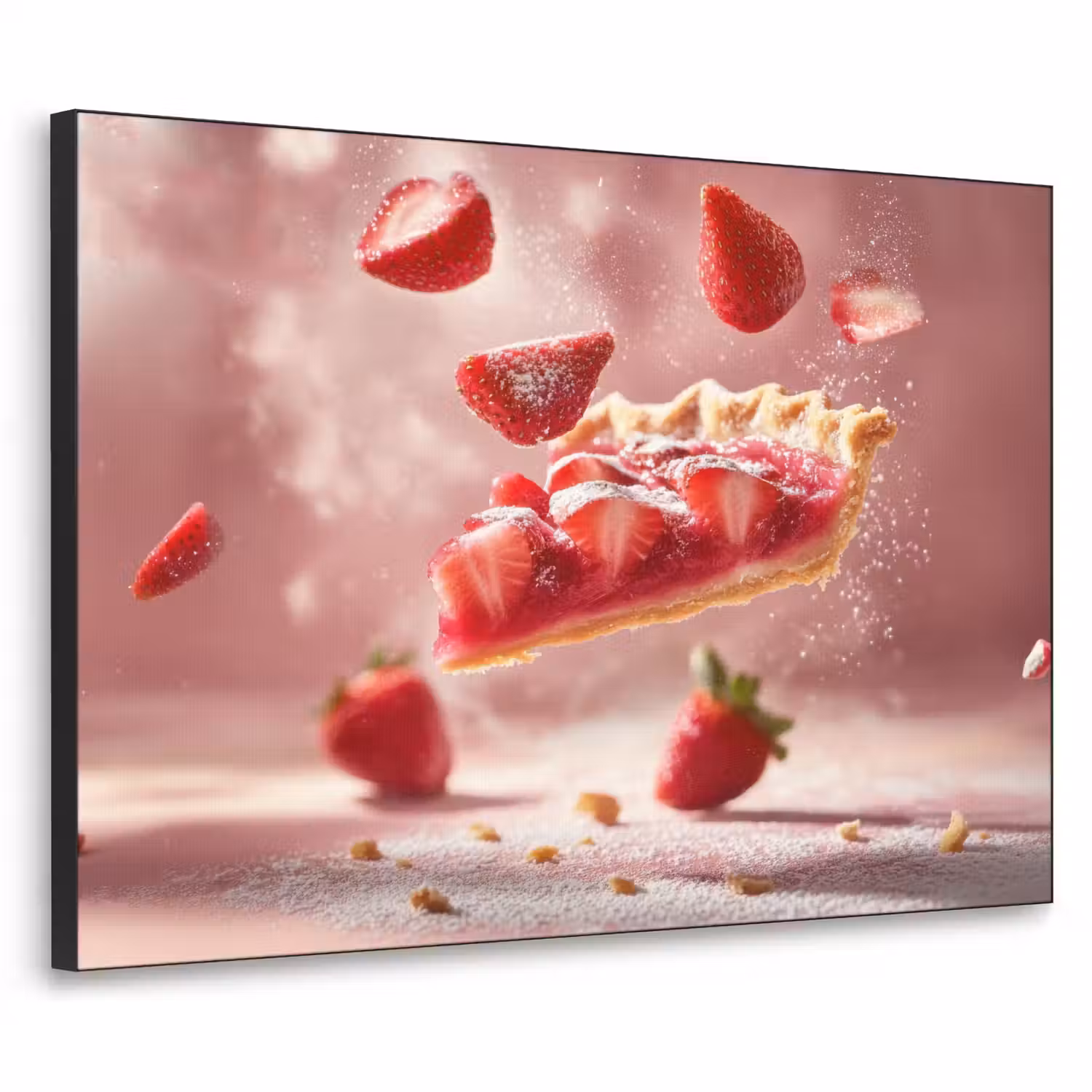 Aardbei - Taart- Eten - Roze Textielframe - compleet frame klein -3d