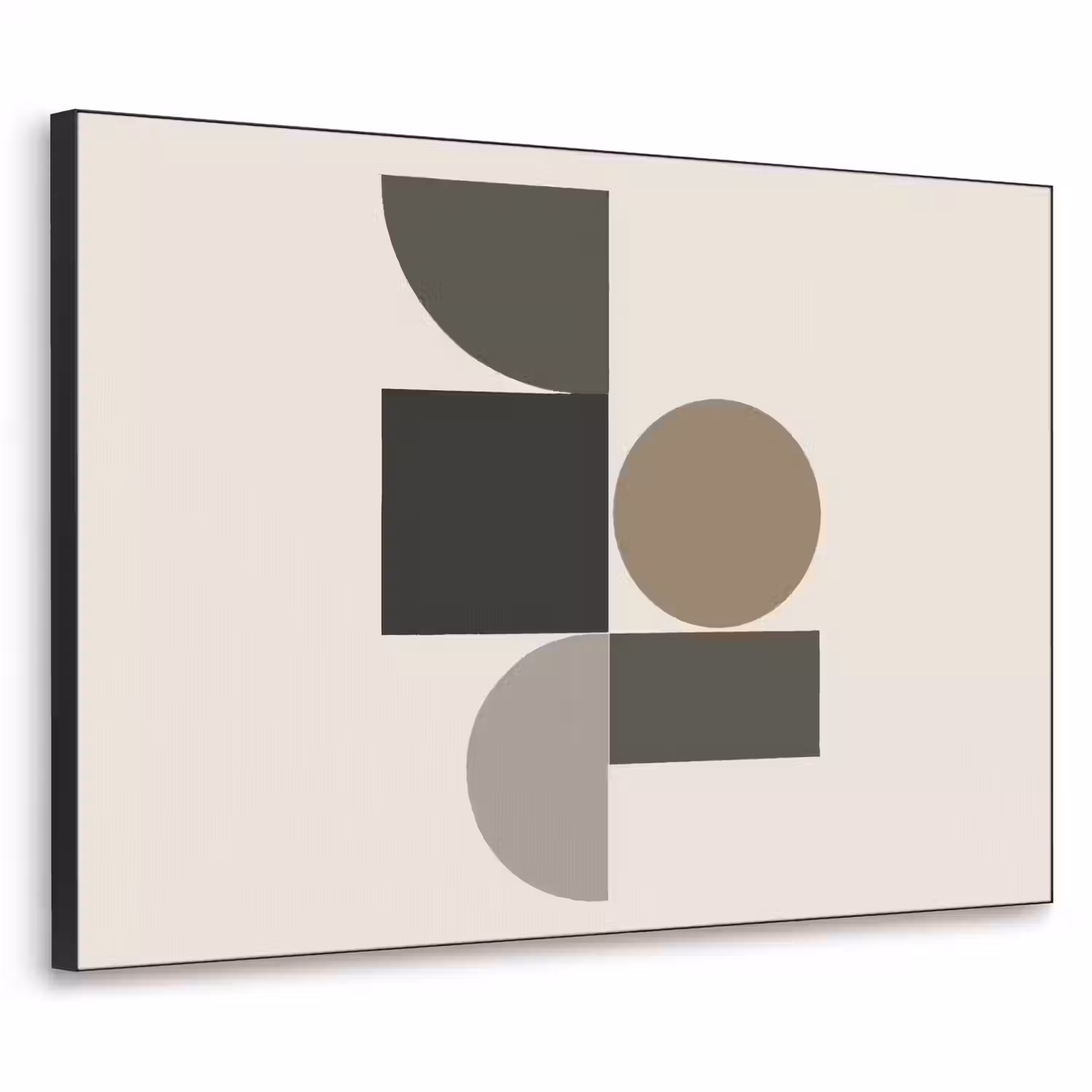 Aardetinten - Abstracte compositie - Eenvoudige vormen Textielframe - compleet frame klein -3d