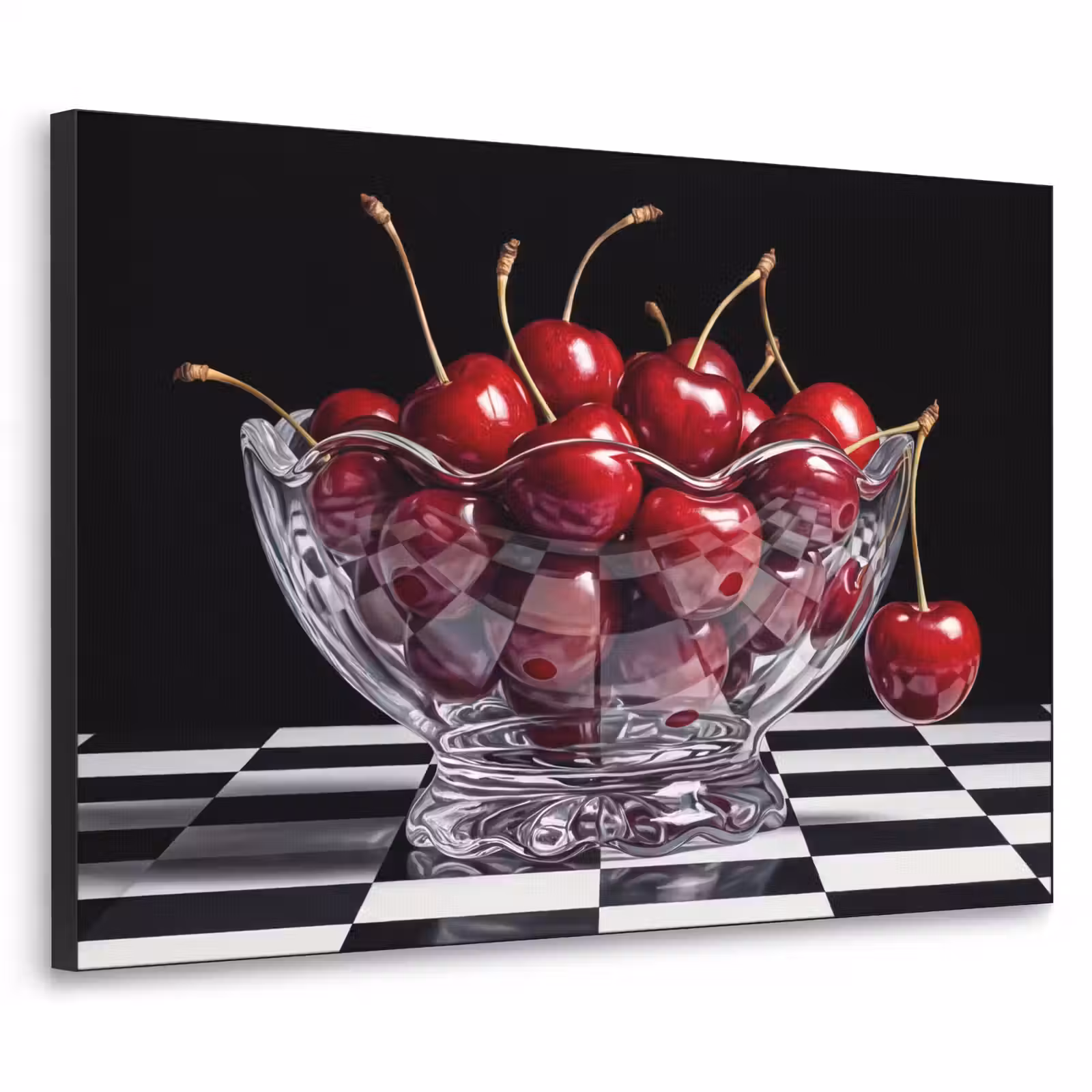 Art Frame - Essen – Kirschen – Rot - Eten - Kersen - Rood Textielframe zwart klein