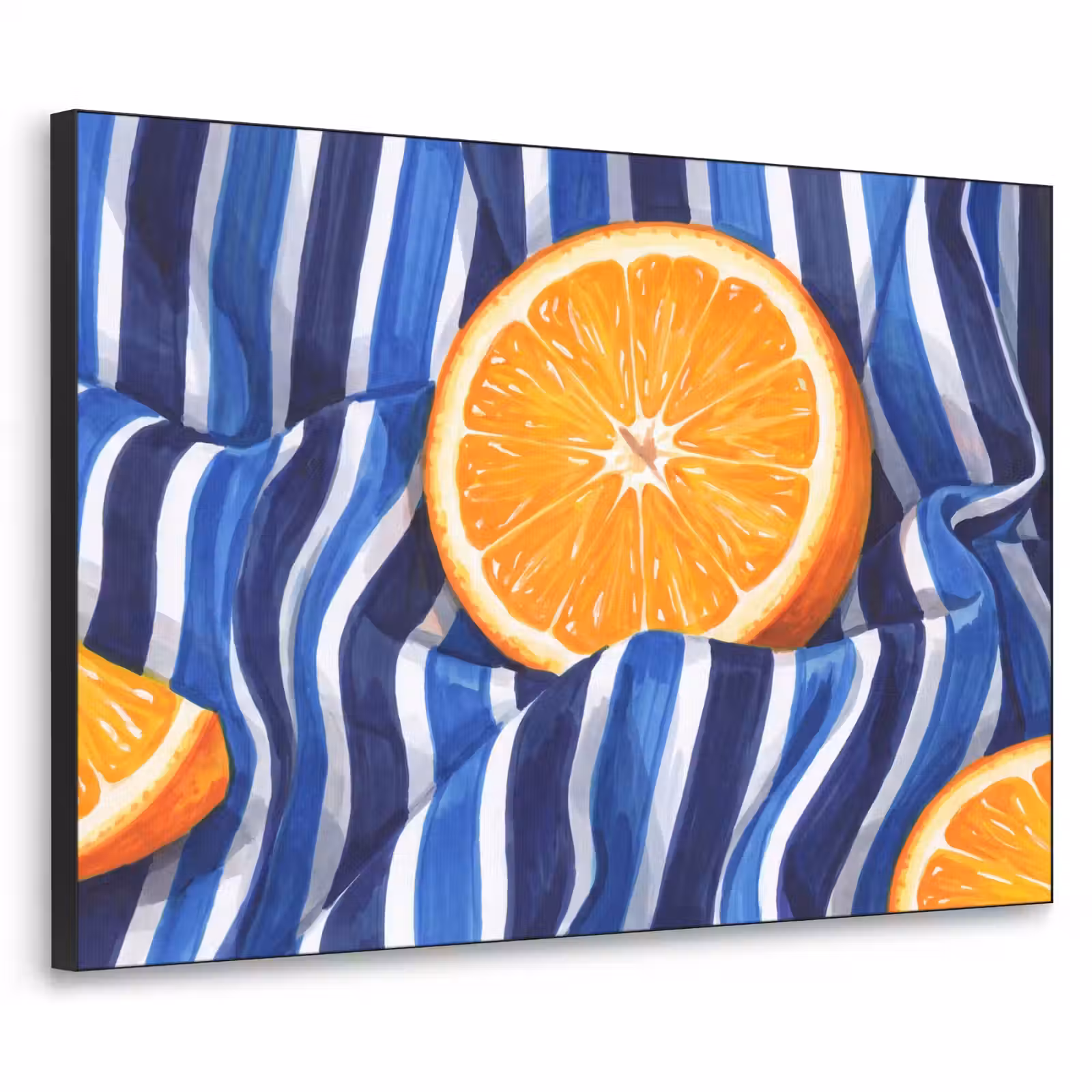Art Frame - Essen – Obst – Orange - Eten - Fruit - Oranje Textielframe zwart klein
