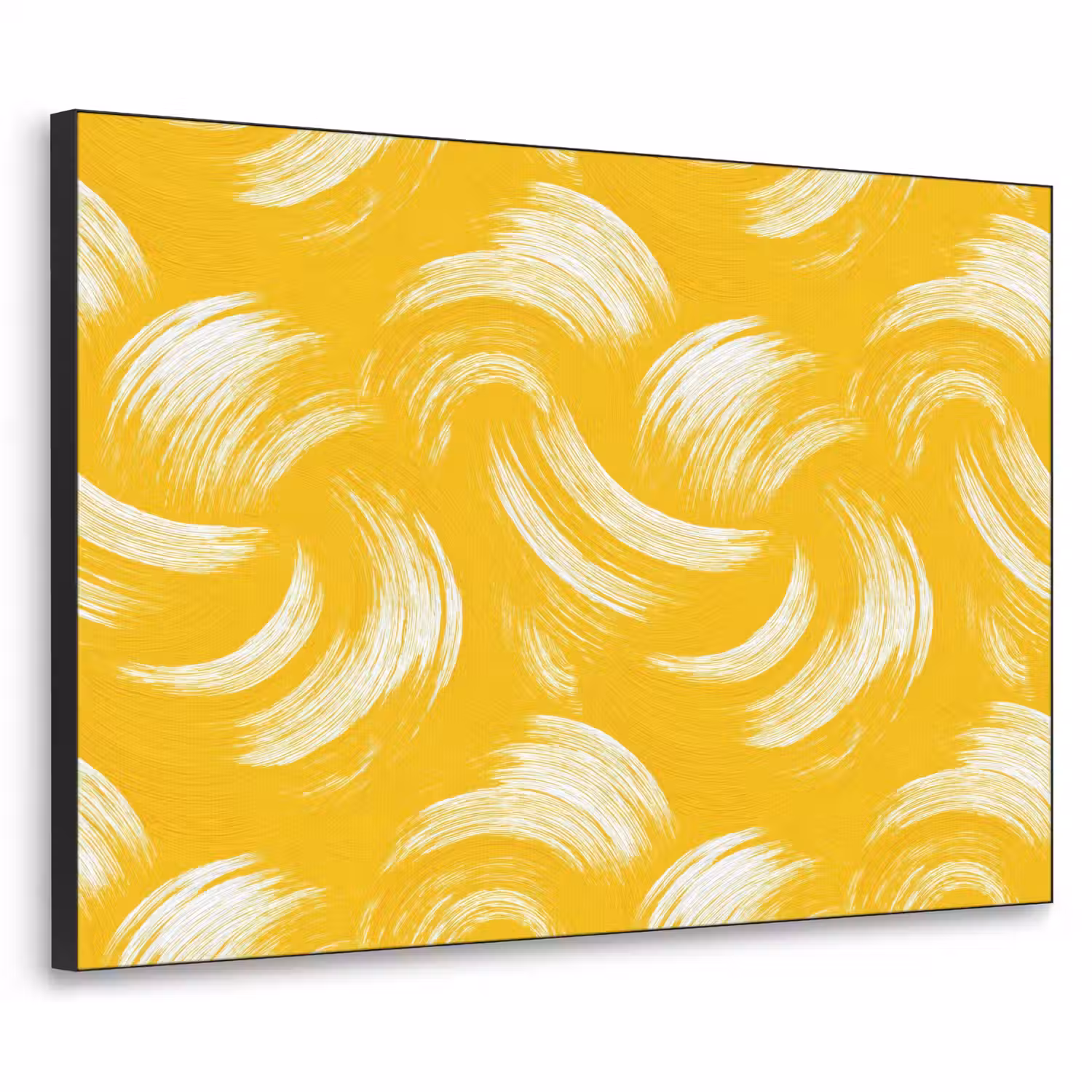 Verfstreken - Abstract - Dynamisch - Geel Textielframe zwart klein 947 -3d