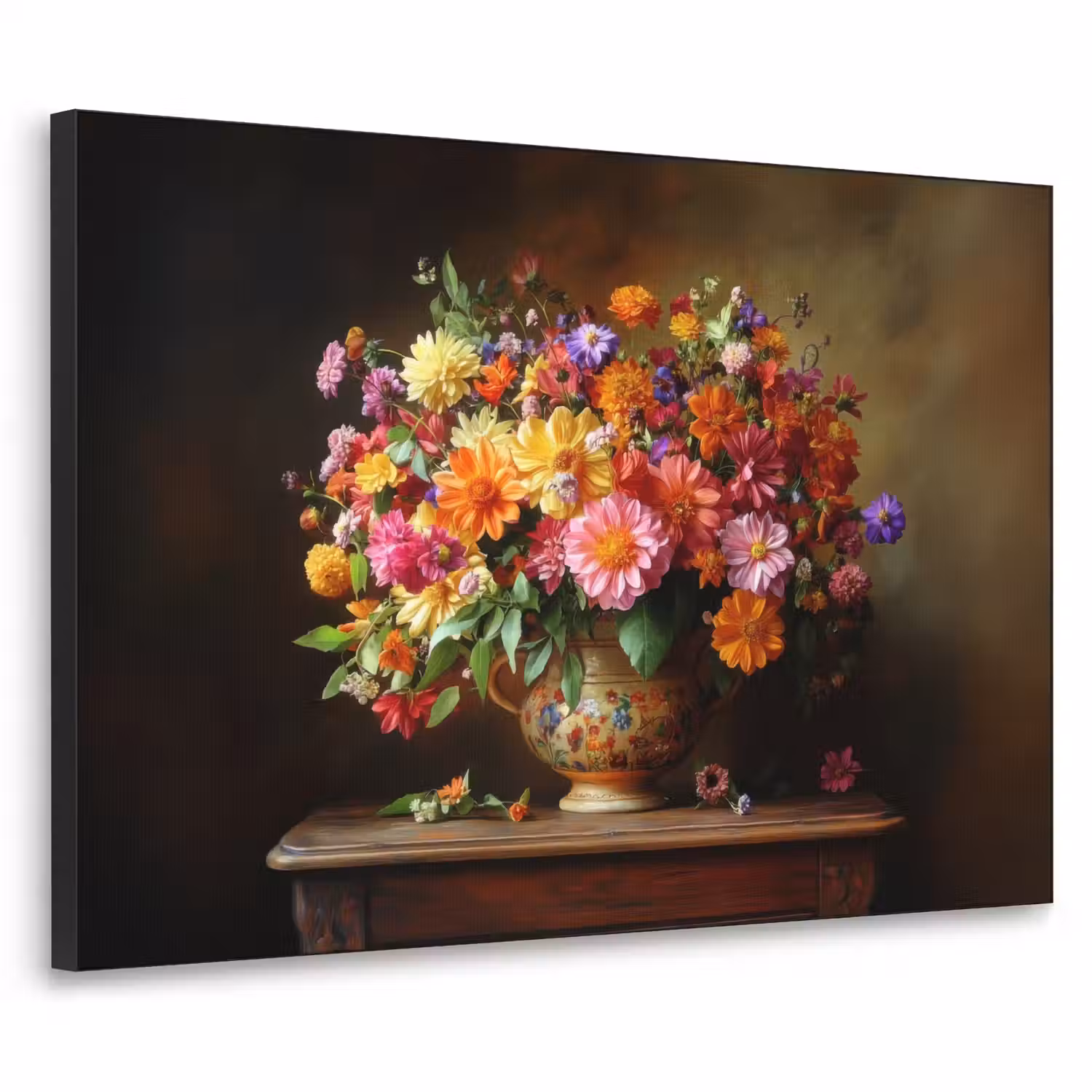 Kleuren - Boeket - Vaas - Hout Textielframe - compleet frame klein -3d