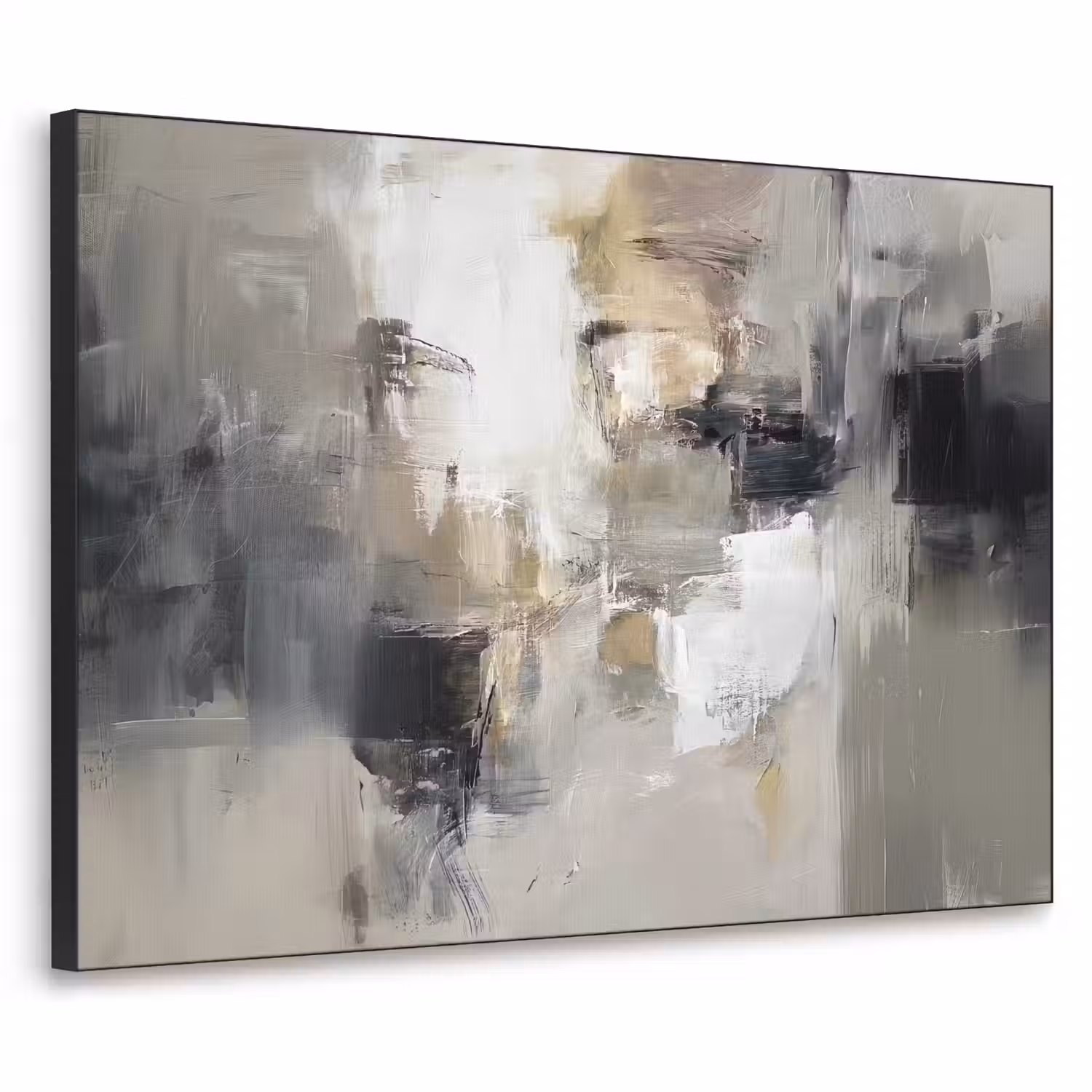 Kleurenpalet - Penseelstreken - Beige - Nevelig Textielframe - compleet frame klein -3d