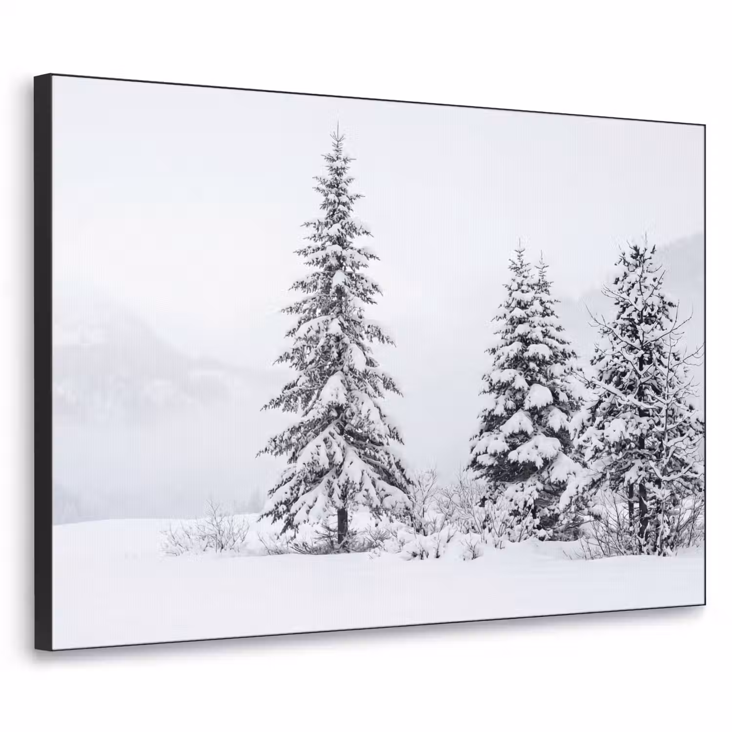 Fijnsparren - Sneeuw - Winter - Landschap - Stilte Textielframe zwart klein -3d