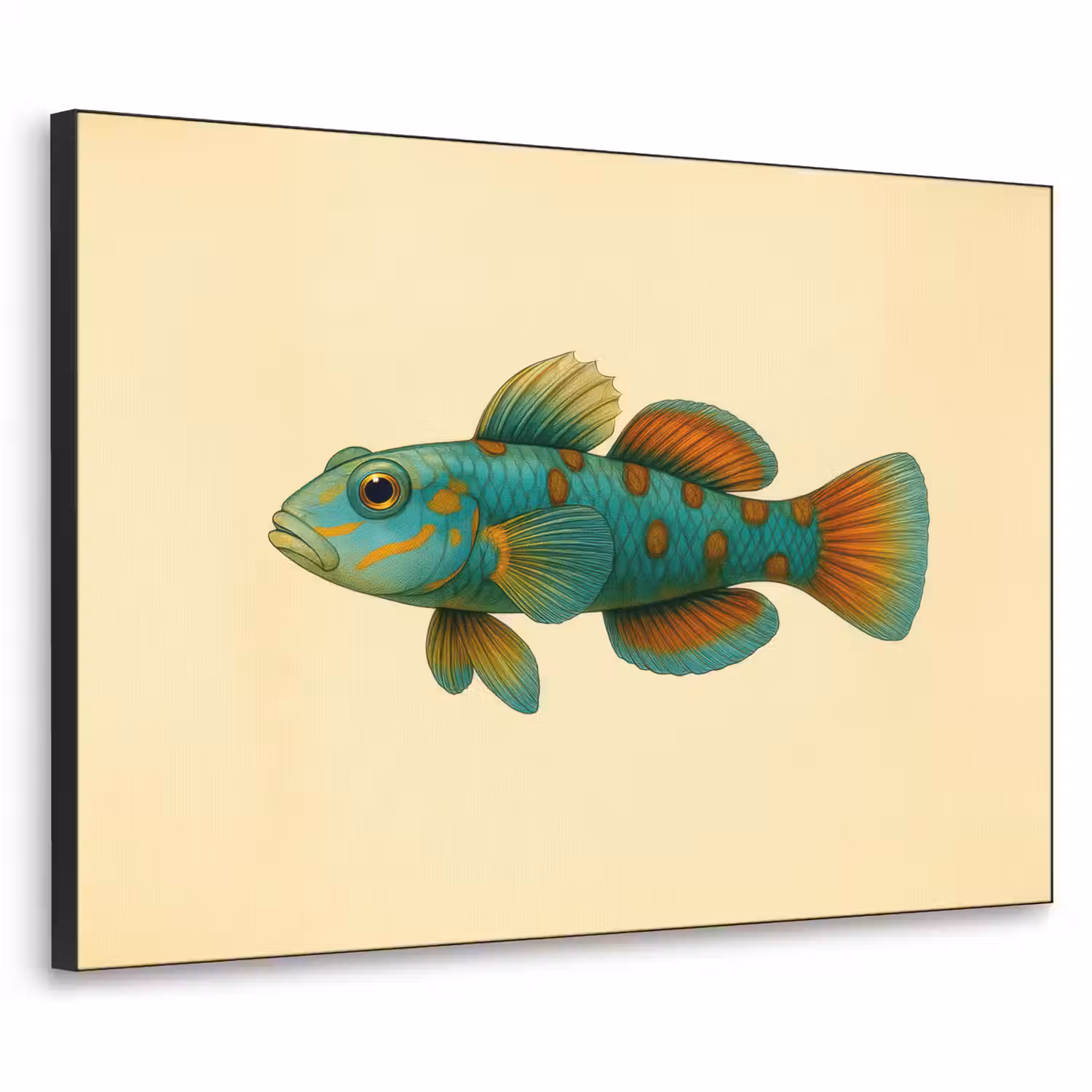 Vis - Blauw - Stippen - Schubben Textielframe - compleet frame klein -3d